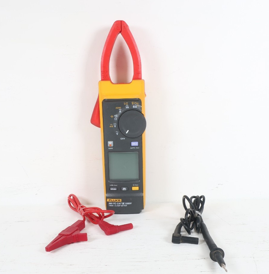 Fluke 393 FC True-RMS Clamp Meter CAT III 1500V w/ Test Leads & Accessories