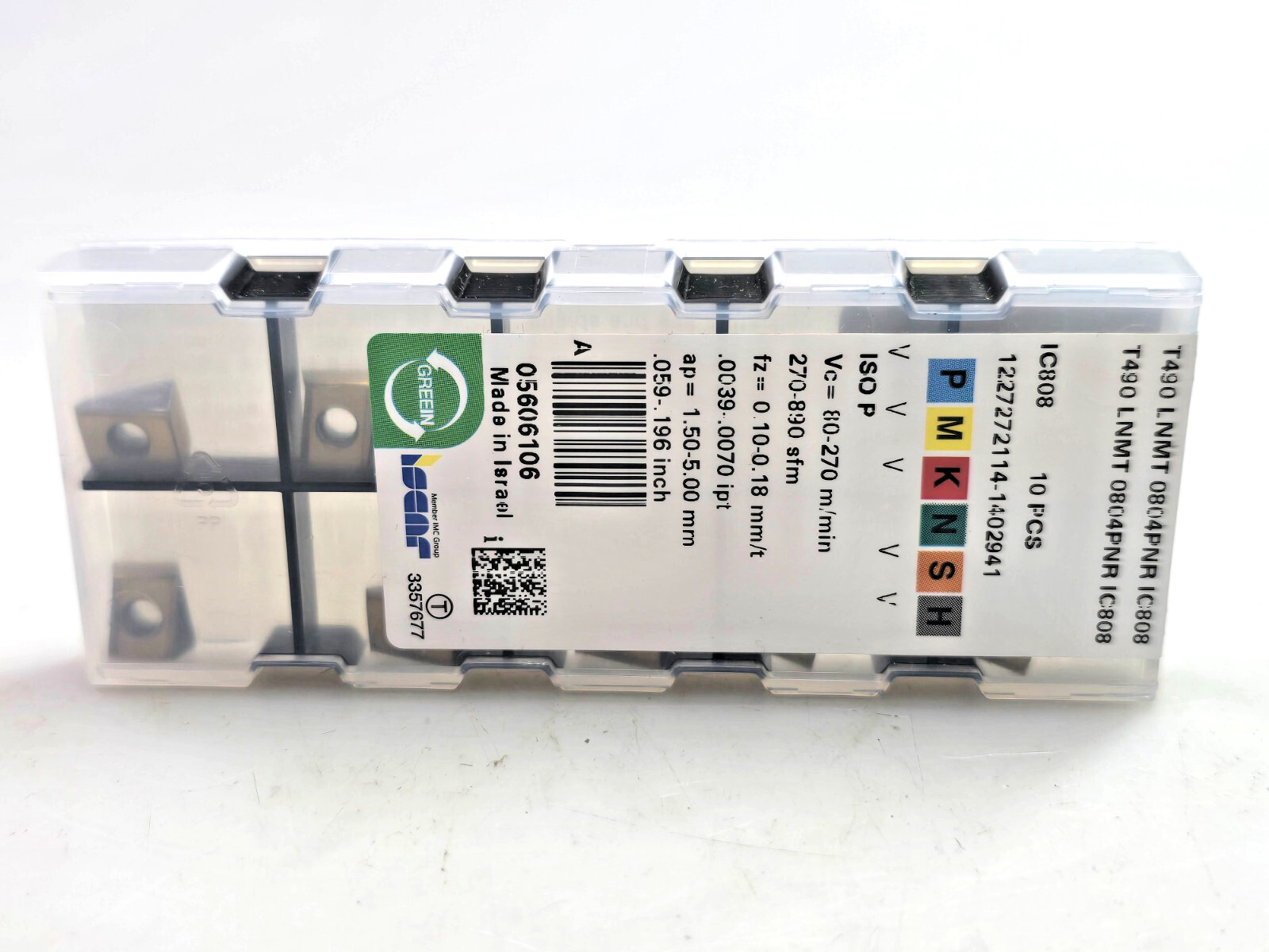 Iscar T490 LNMT 0804PNR IC808 Carbide Milling Inserts (Box of 10)