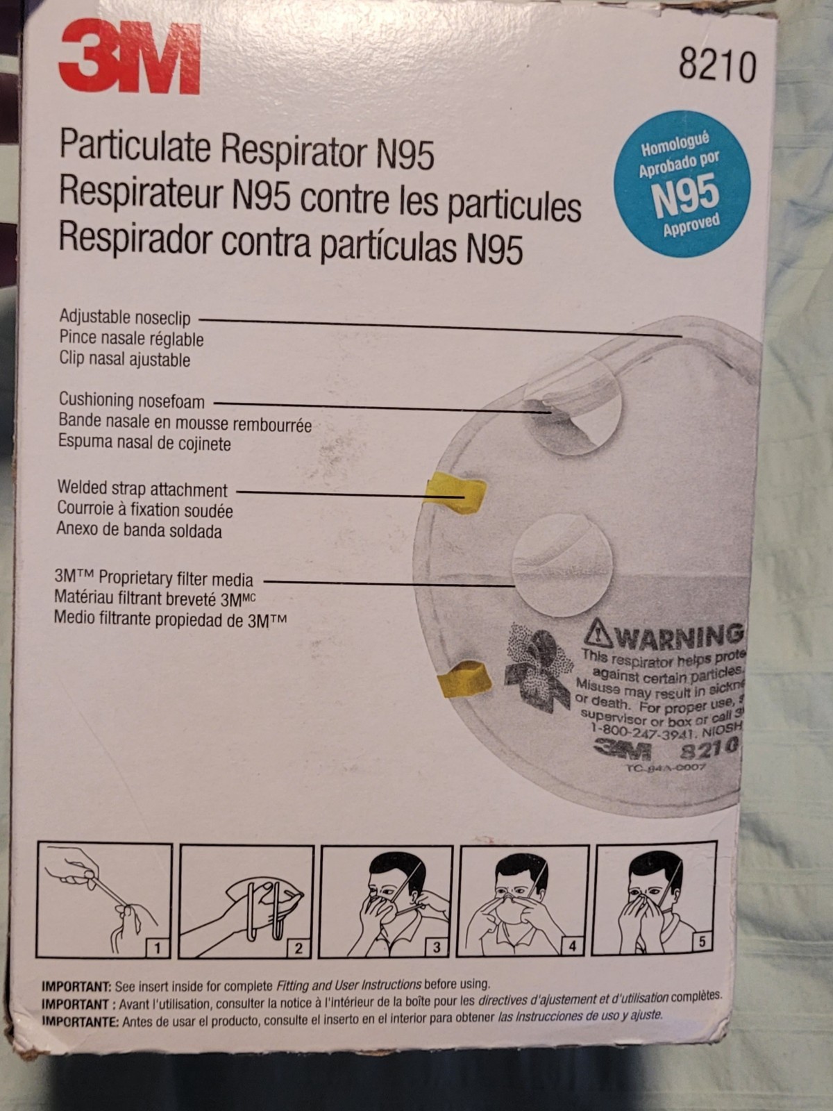 3M N95 Particulate Respirator Face Mask (8210) 20 pieces- Expires February 2029