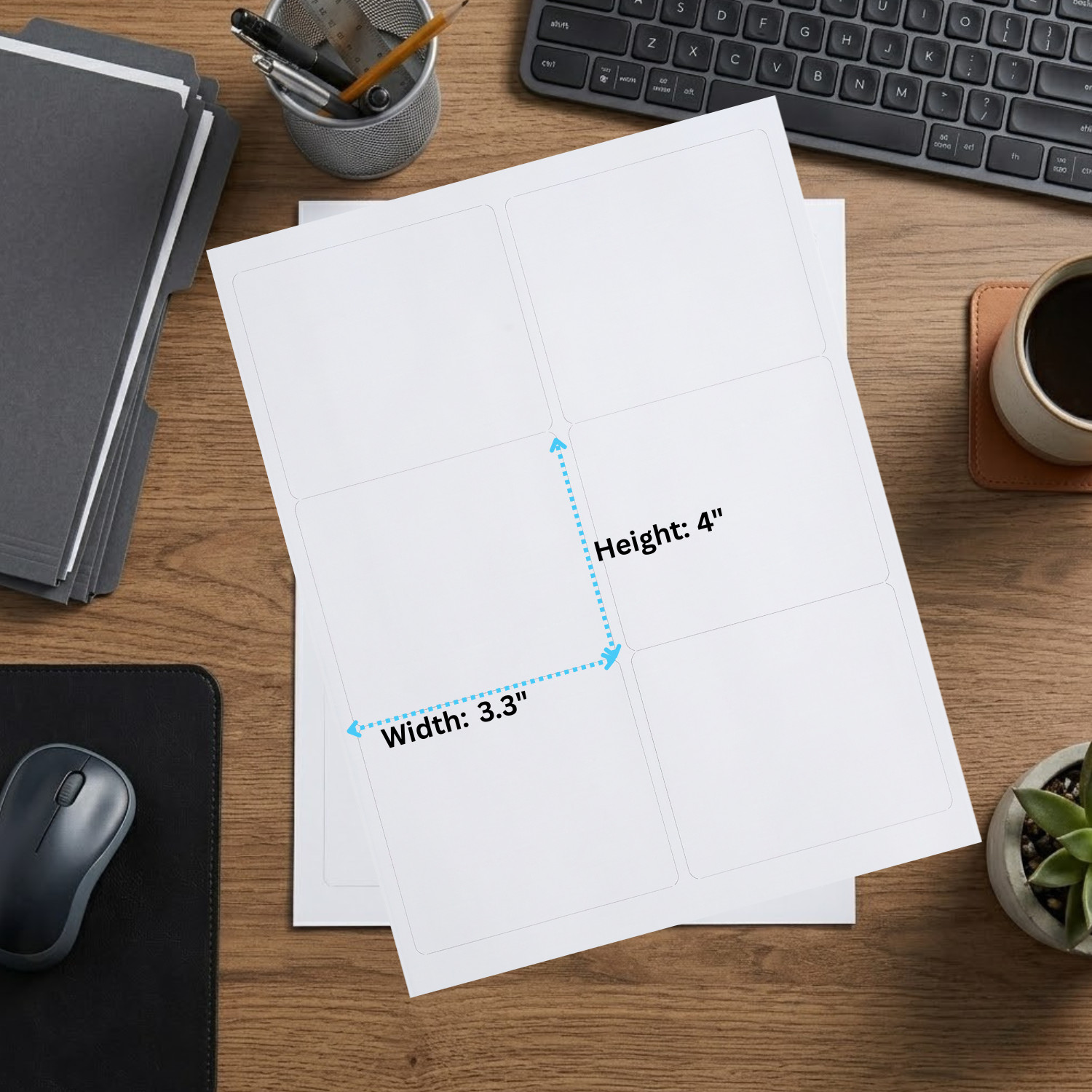 4″ x 3.3″ All Purpose White Laser Label Sheet – 2000 Sheets/6 Labels Per Sheet