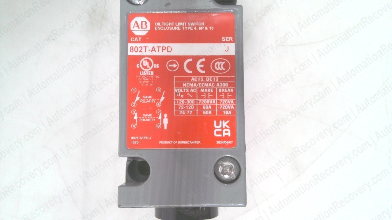 ALLEN BRADLEY 802T-ATPD – SERIES J, OIL-TIGHT LIMIT SWITCH, NEW* #353507
