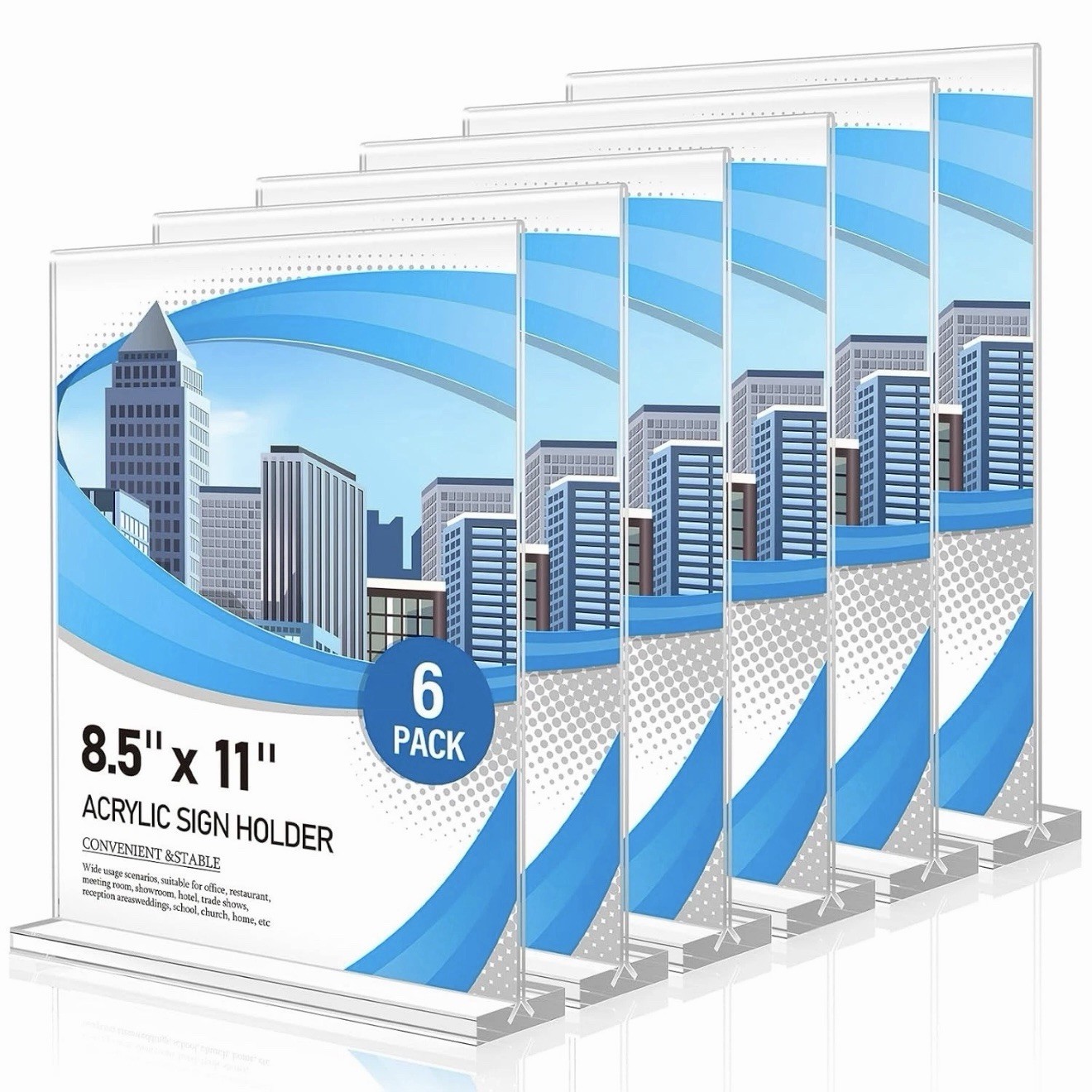 Acrylic Sign Holder, Double-Sided Stand up Table Top Sign Holders, Clear Acrylic