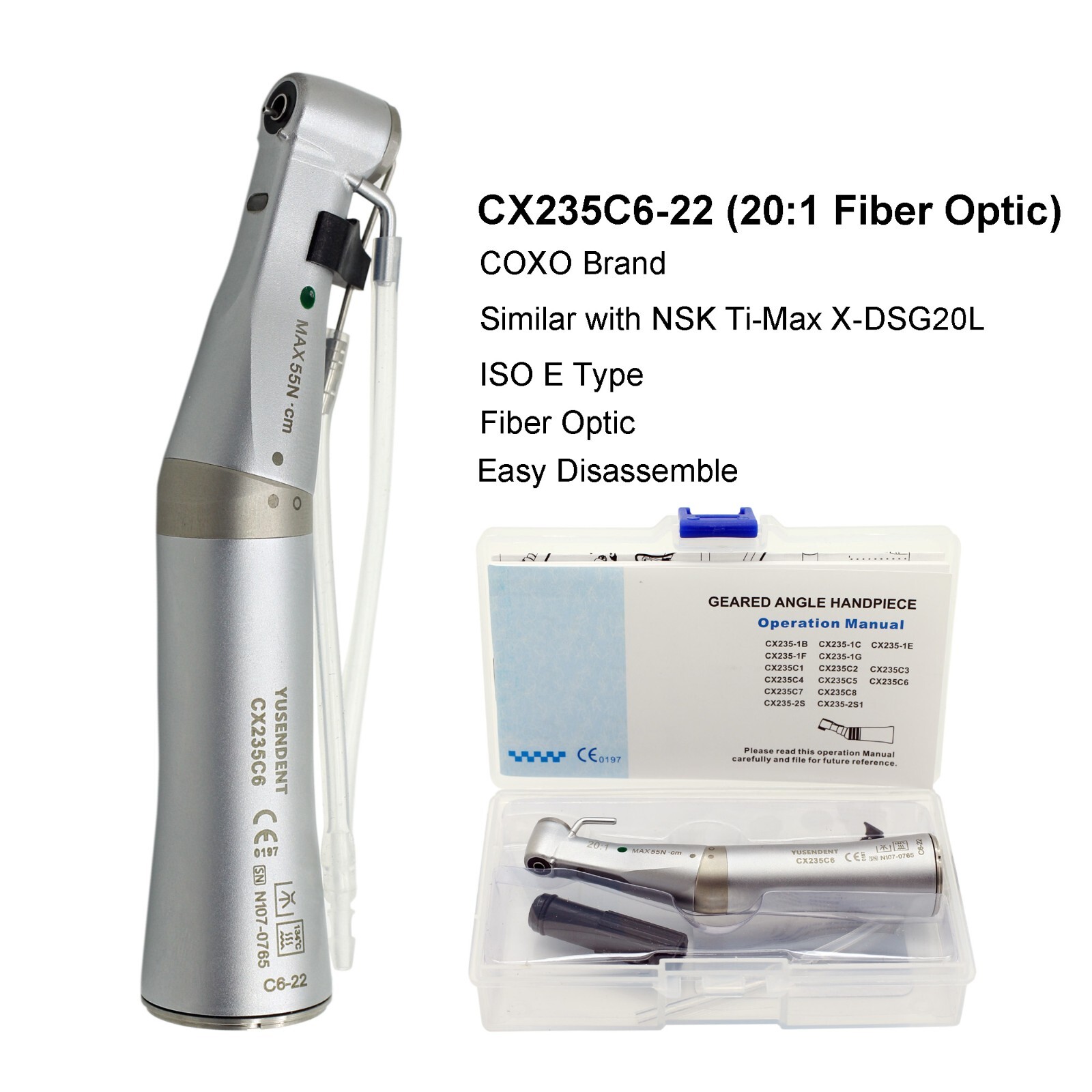 COXO Dental Surgical Handpiece 20:1 Implant Contra Angle LED 1:1 Straight Nose
