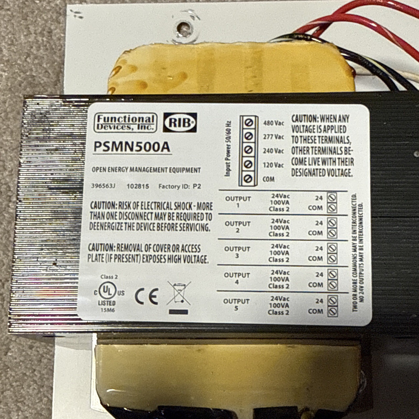 Functional Devices RIB PSMN500A 500VA 24VAC Multi-Tap Transformer SP3303