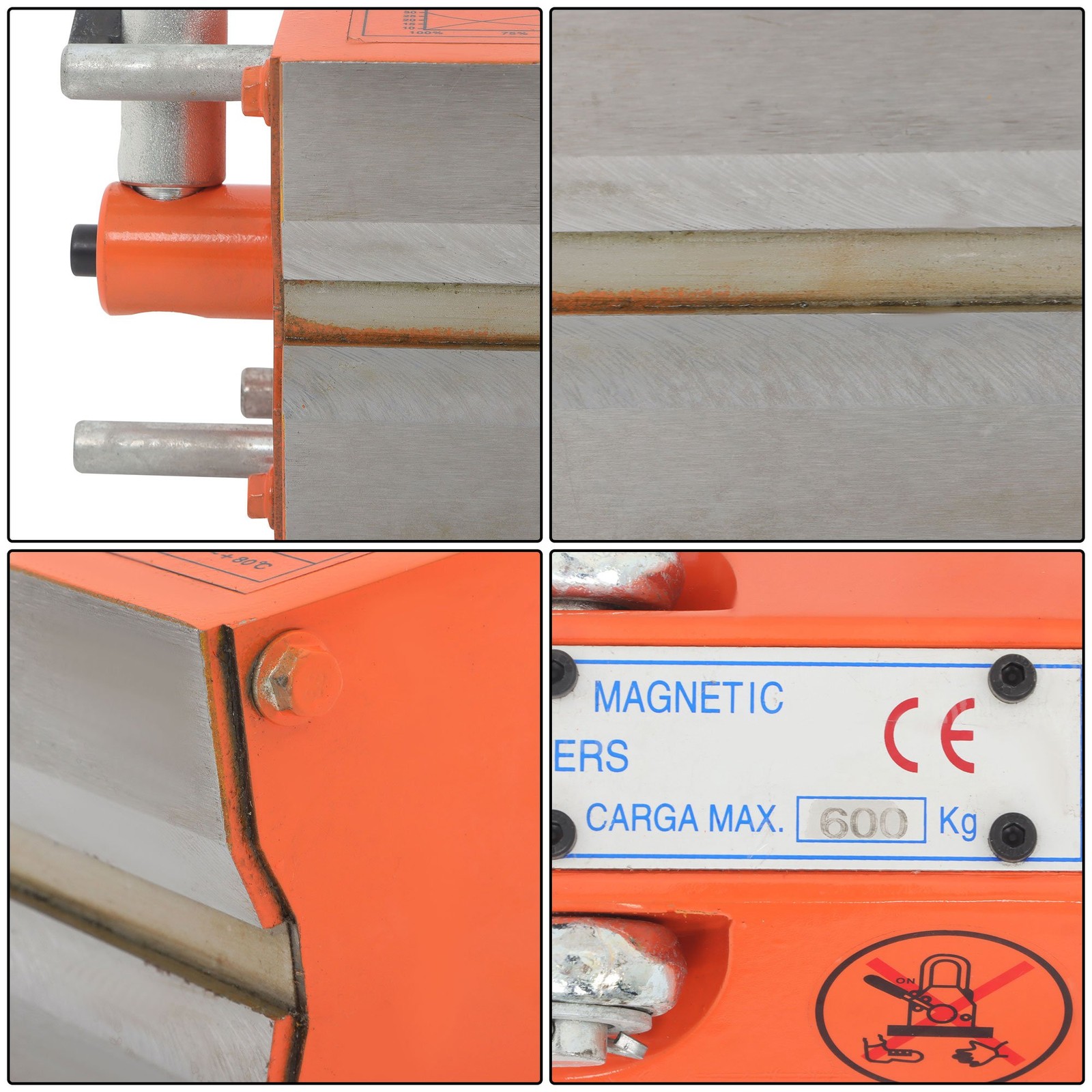 1320LBS 600kg Steel Magnetic Lifter Heavy Duty Crane Hoist, 2 Safety Factor