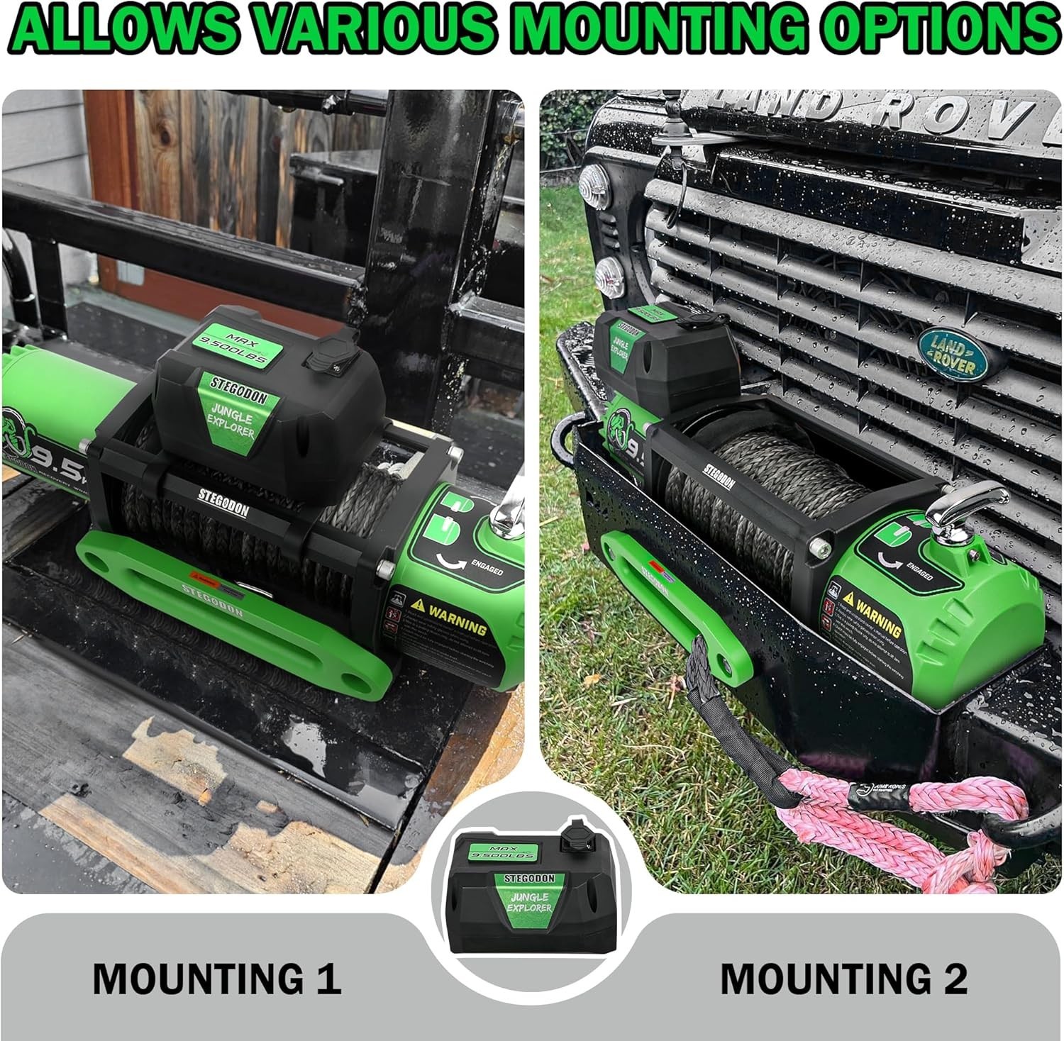 Winch 9500lb Electric Winch 12V Winch with Synthetic Rope Car Trailer Winch w…