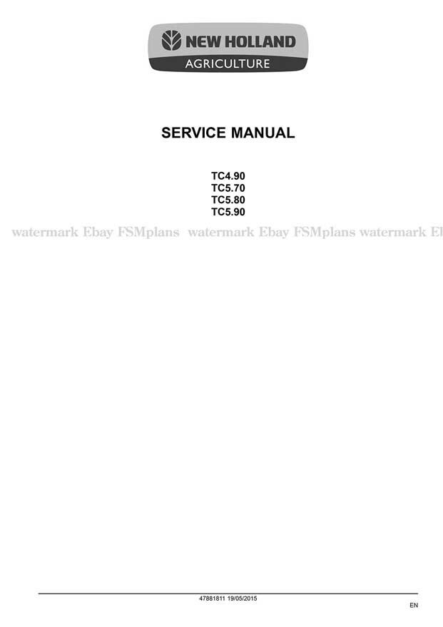 New Holland TC4.90 TC5.70 TC5.80 TC5.90 Combine Service Manual on USB stick