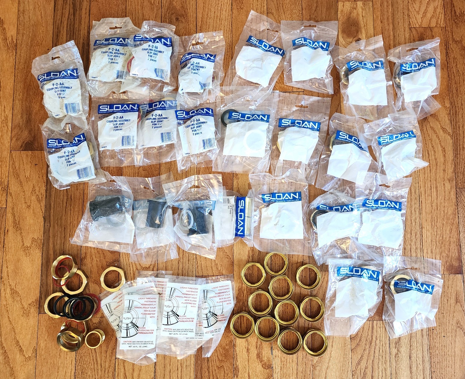 LOT OF 54 – SLOAN PARTS COUPLING ASSEMBLY 1 1/2» SLIP JOINT NUTS WASHERS ETC
