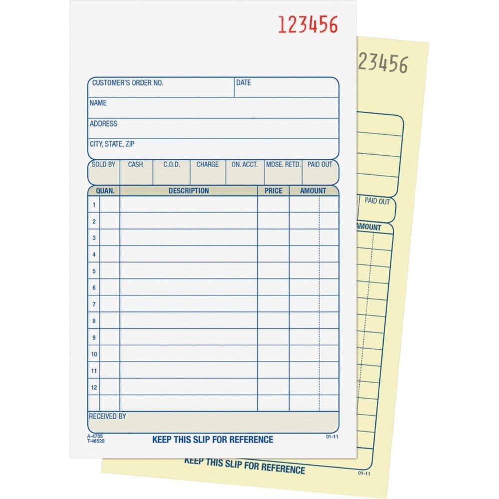 DC4705 – Adams Carbonless 2-Part Sales Book, 4 3/16″ x 7 3/16″ – 6 PACK