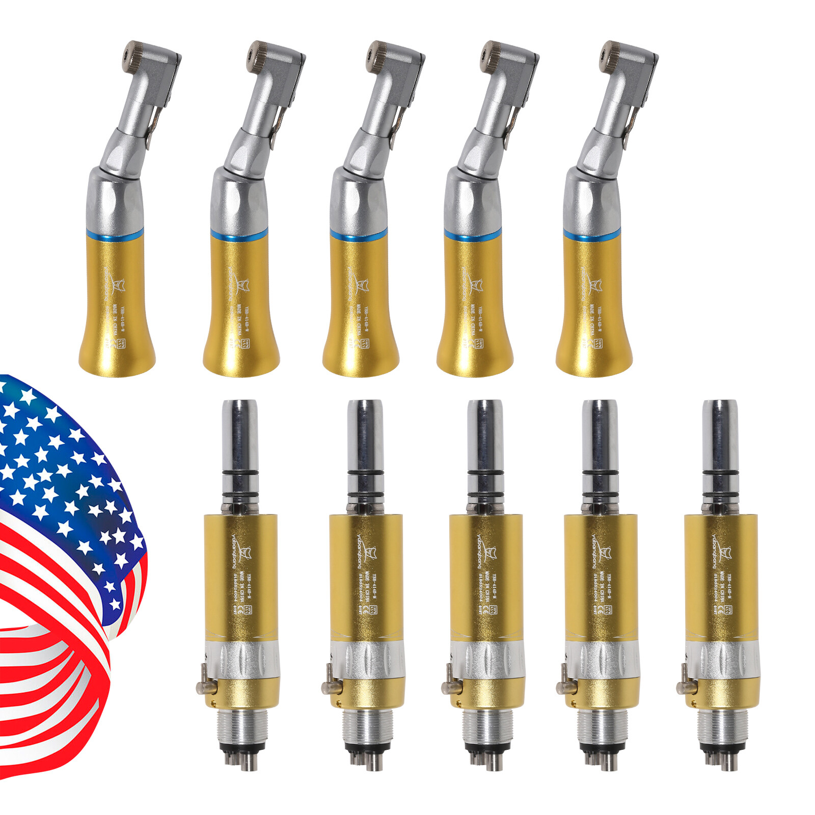 Dental Contra Angle Air Motor 4Hole Low Slow Speed Handpiece NSK Style Gold