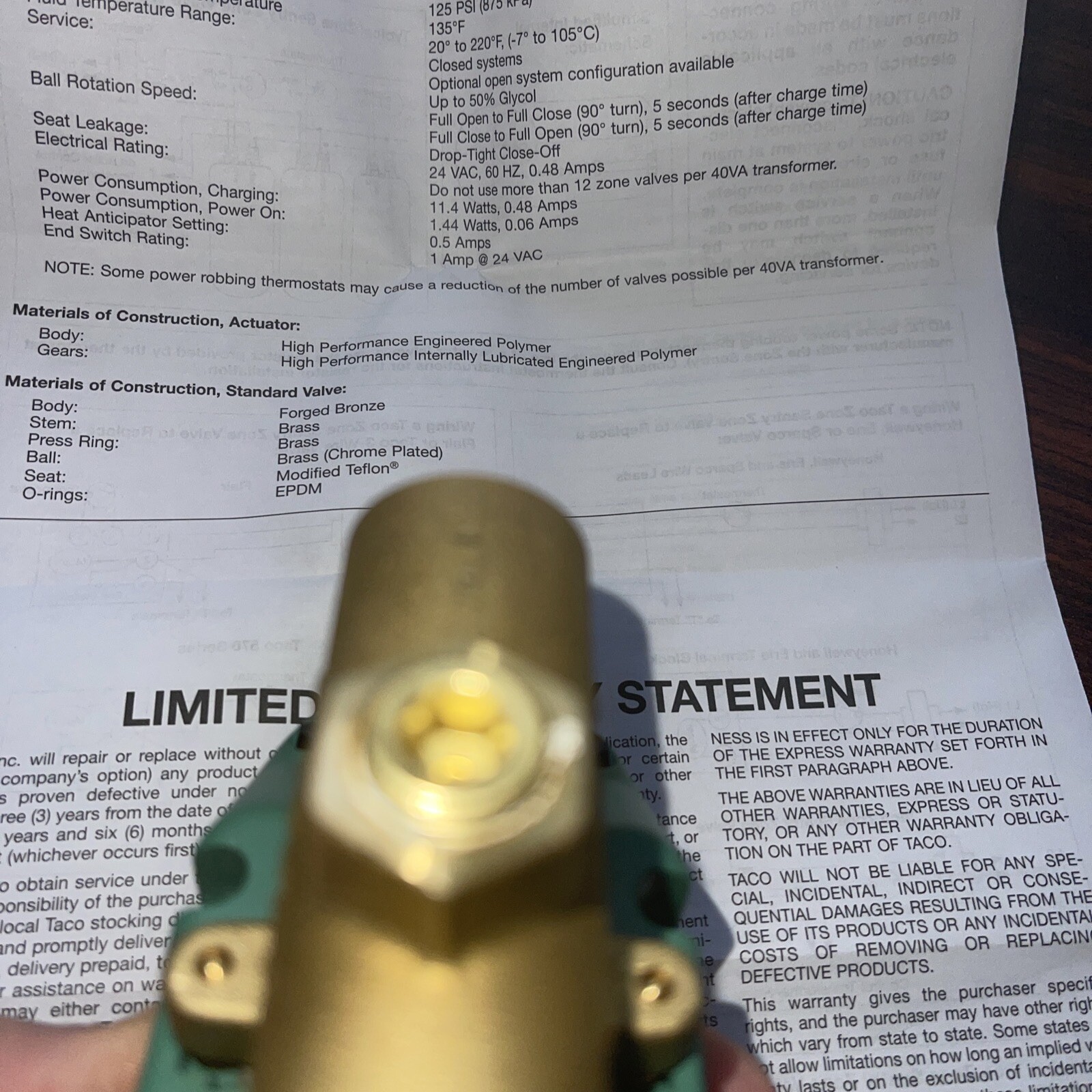 Taco Z075C2-s1-2Valve,2 Way,Nc,3/4 In. In Box
