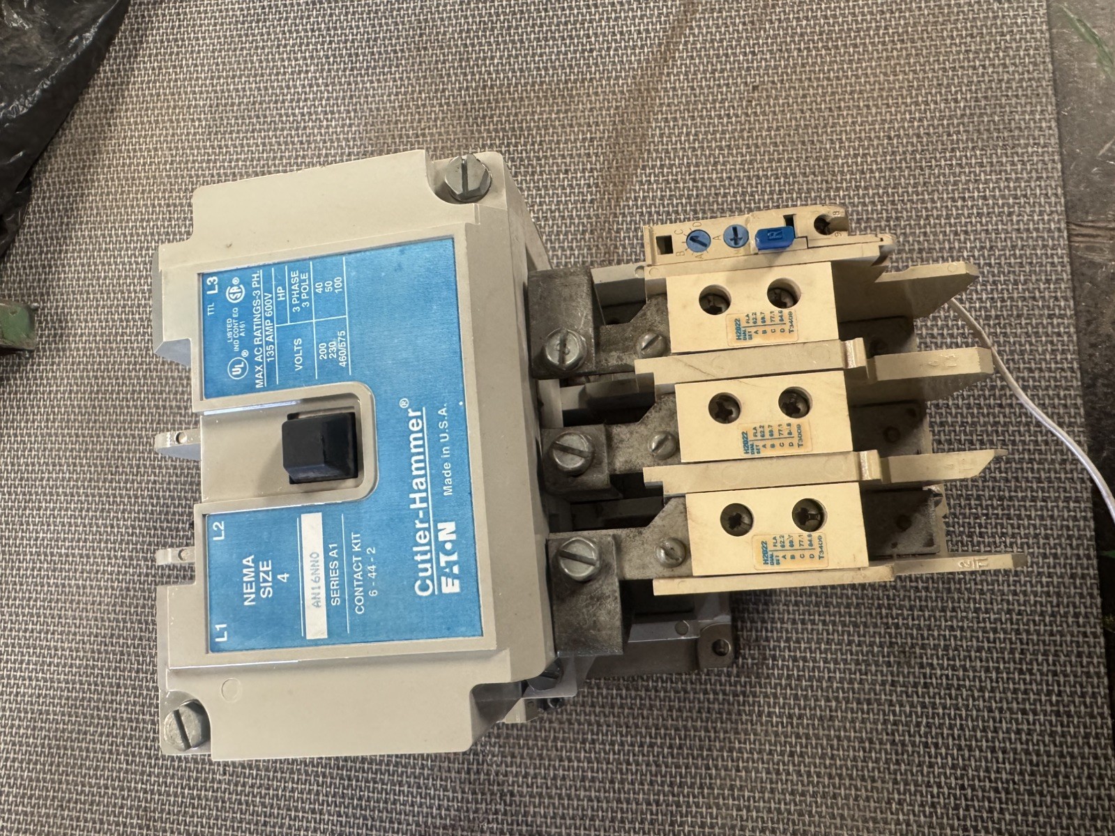 Cutler-Hammer AN16NN0A Size 4 Contactor w/ 120V Coil, 2NO Contacts, No OLR (Used
