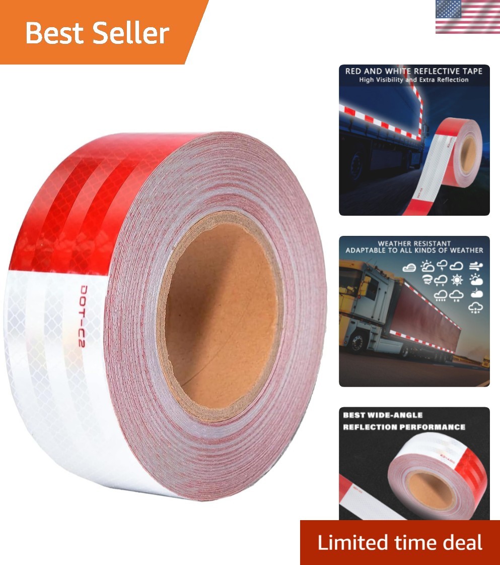 2 Inch x 160 Feet DOT-C2 Reflective Tape Red White Reflective Tape Outdoor Wa…