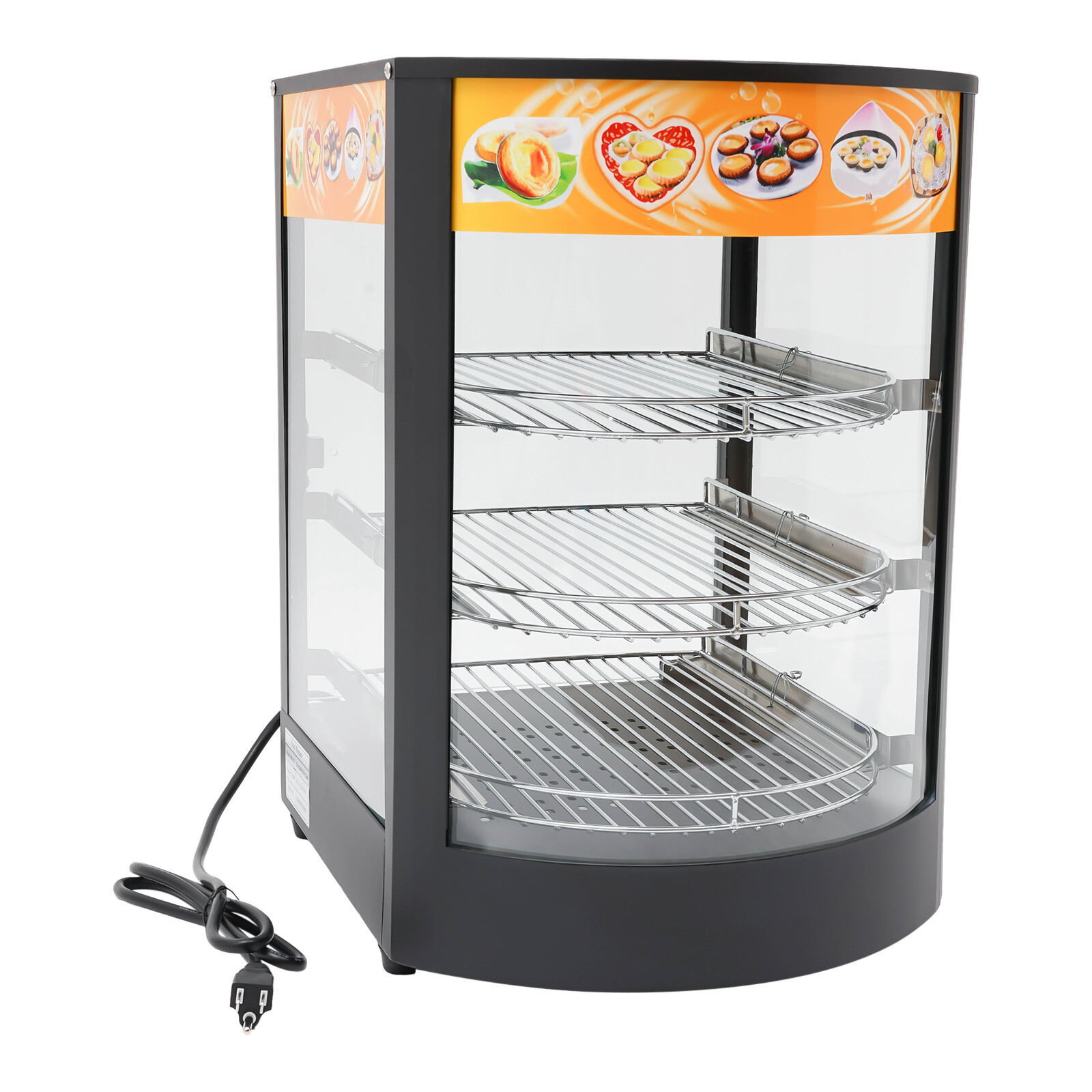 3-Tiers Tabletop Commercial Food Warmer Display Case Food Warming Cabinet 800W