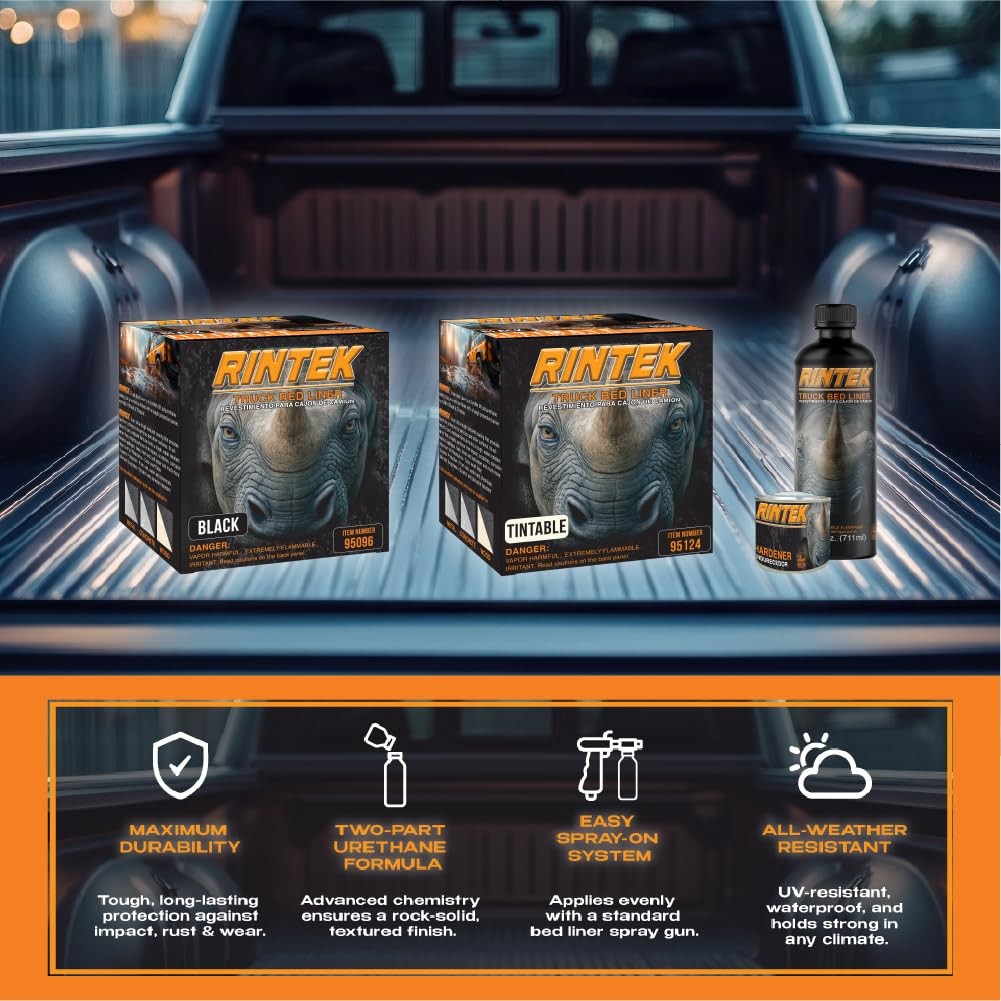 LAUCO Rintek Urethane Spray 8 Quart Kit Black Bedliner Coating, Heavy-Duty