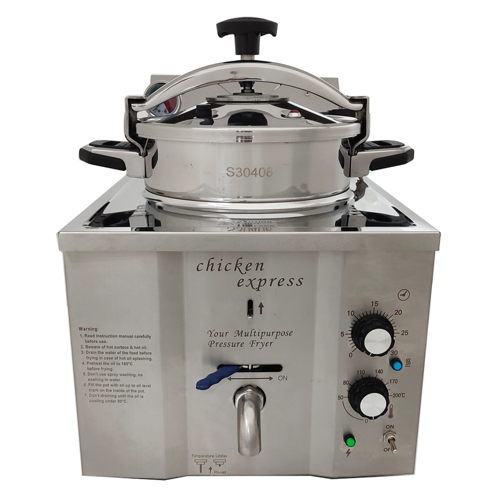 110V Countertop 16L Electric Chicken Stove Multi-purpose Pressure Fryer 25A