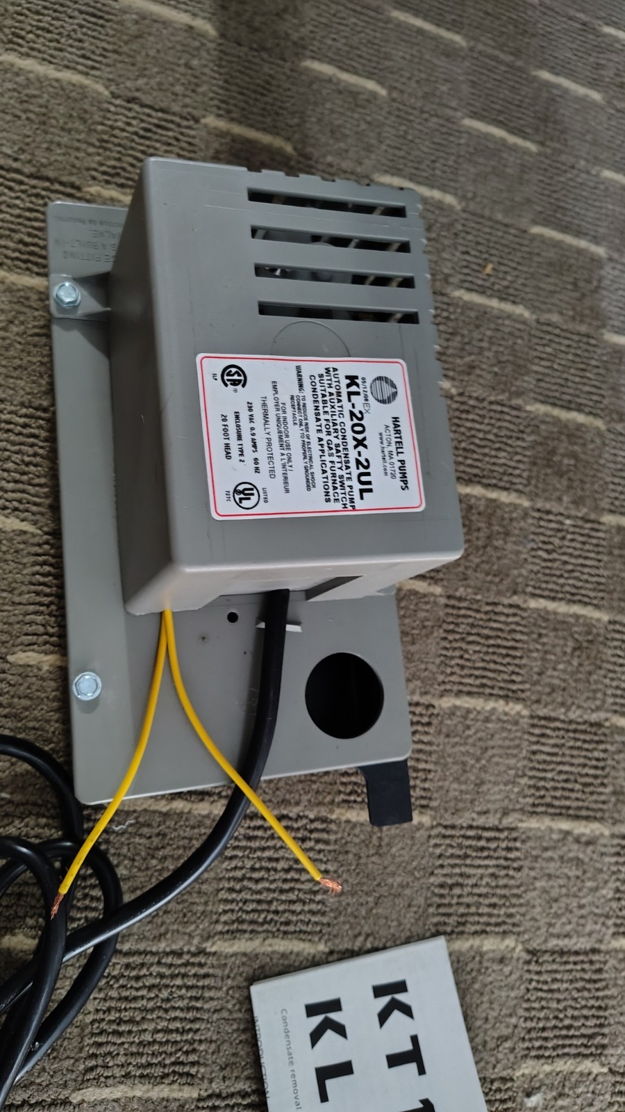 Hartell Milton Roy KL+20X-2ULT (G) 801065 230 Volt 2008 Condensate Pump Open Box