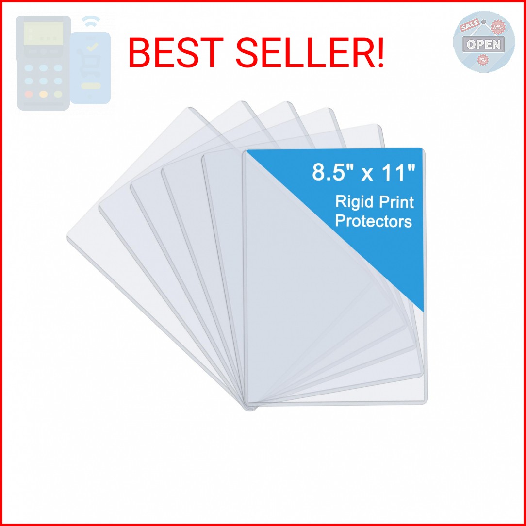 Rainmae 6 Pack 8.5″ x 11″ Rigid Print Protectors, Clear Waterproof Hard Plastic
