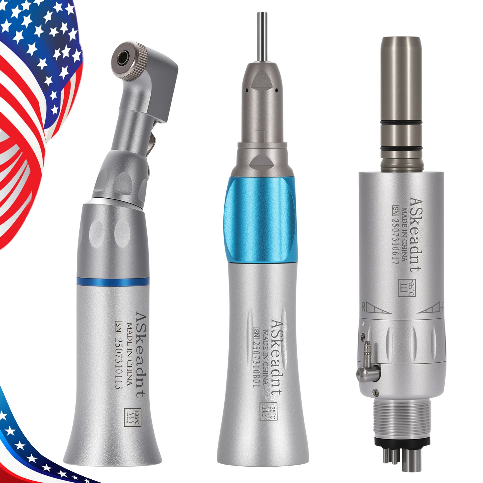 1-10 Dental Low Speed Handpiece Contra Angle Straight Air Motor Micromotor 2/4H