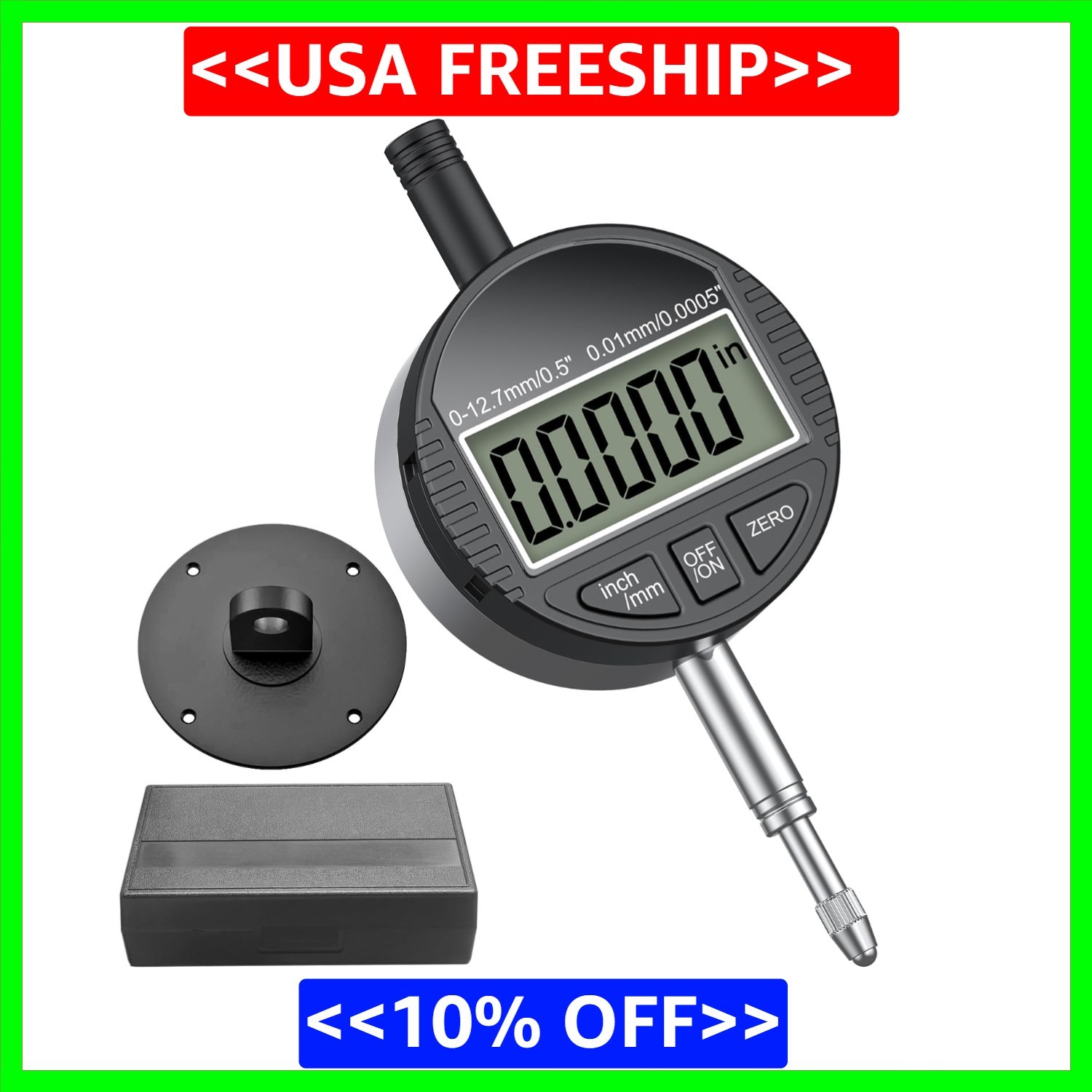 HDLNKAK Electronic Digital Dial Indicator Gauge 0-12.7mm/0.5” Inch/Metric Con…