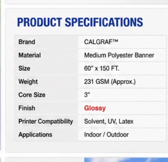 60” x 150FT Medium Polyester Banner canvas Roll Solvent UV Latex Printable