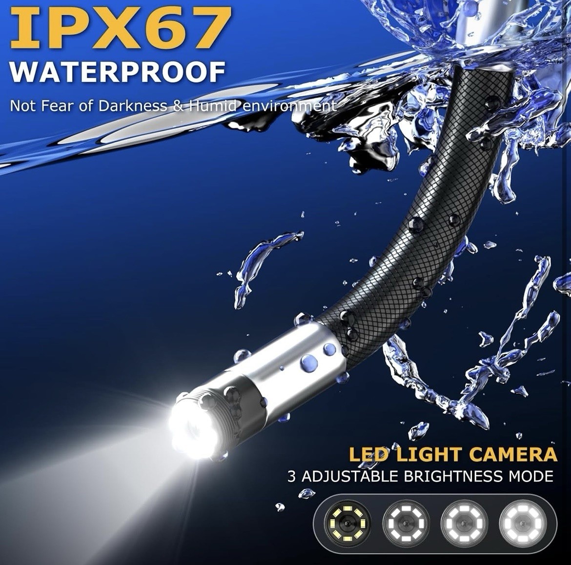 4.3in IPS LCD Digital Inspection Camera 1080P Waterproof Semi-Rigid + LEDs