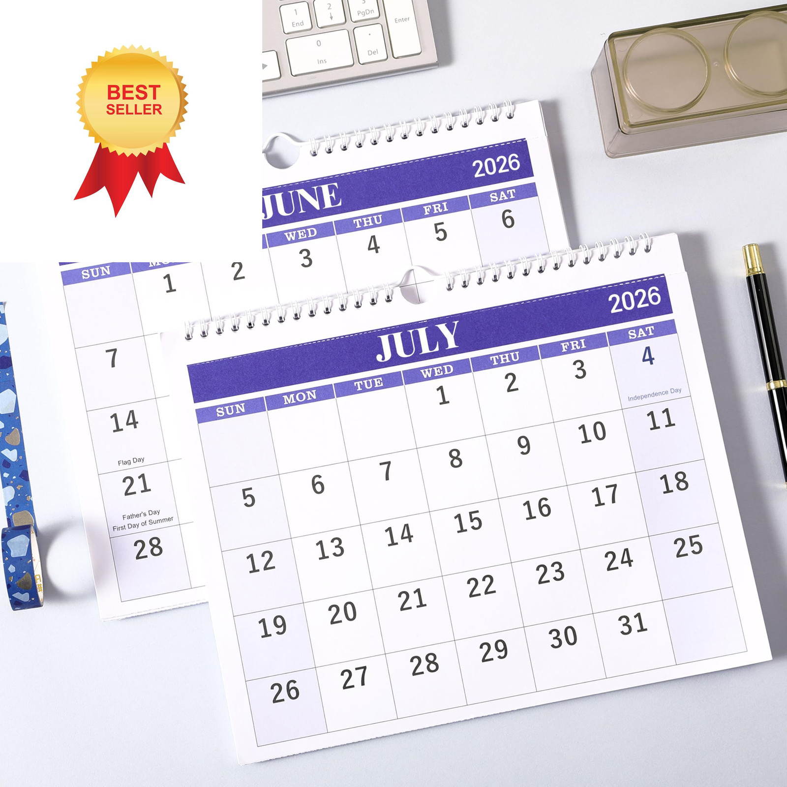 2026 Wall Calendar – 3 Month Display (Folded in a Purple