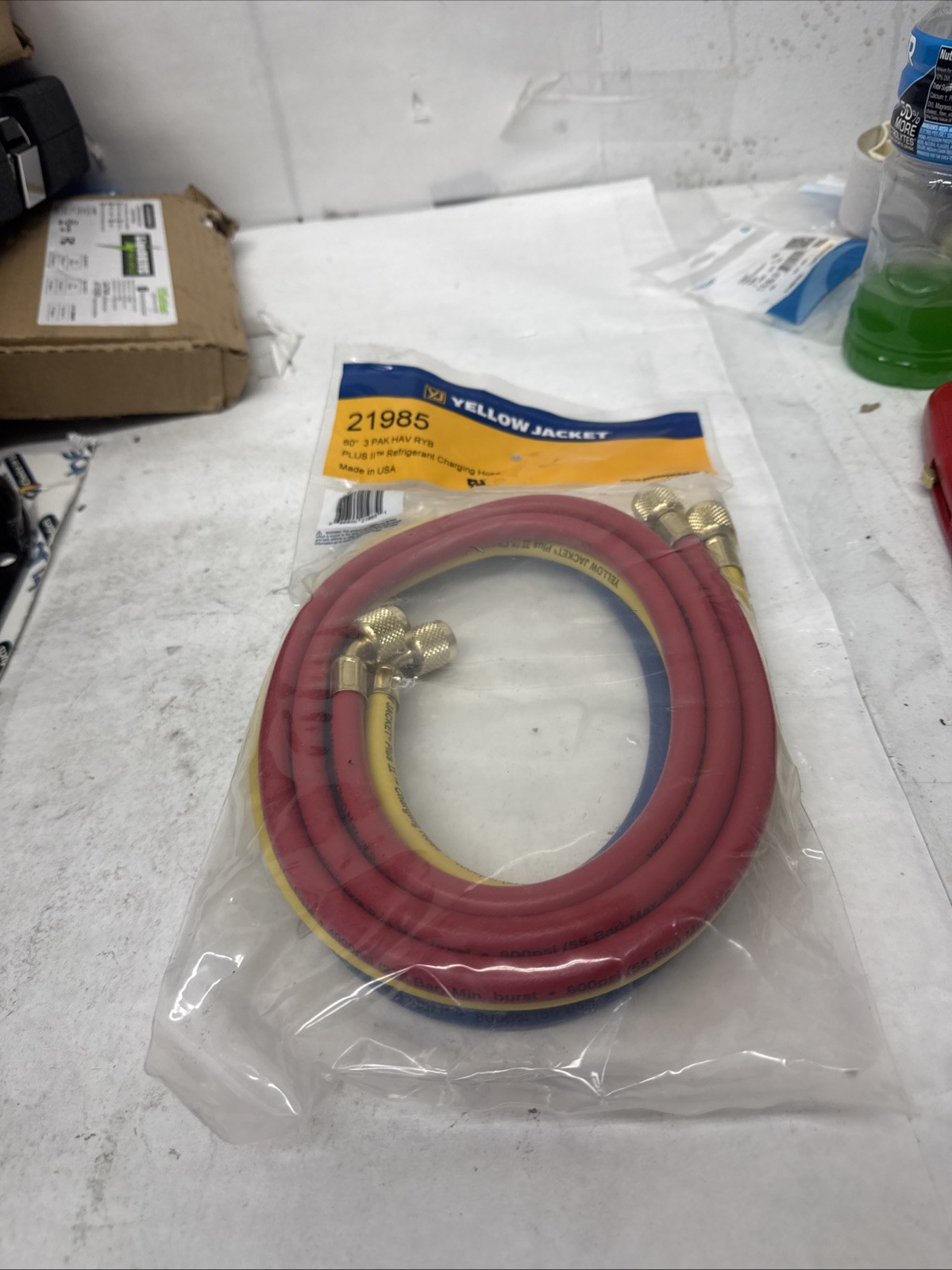 Yellow Jacket 21985 Manifold Hose Set, 60 In, Red, Yellow, Blue