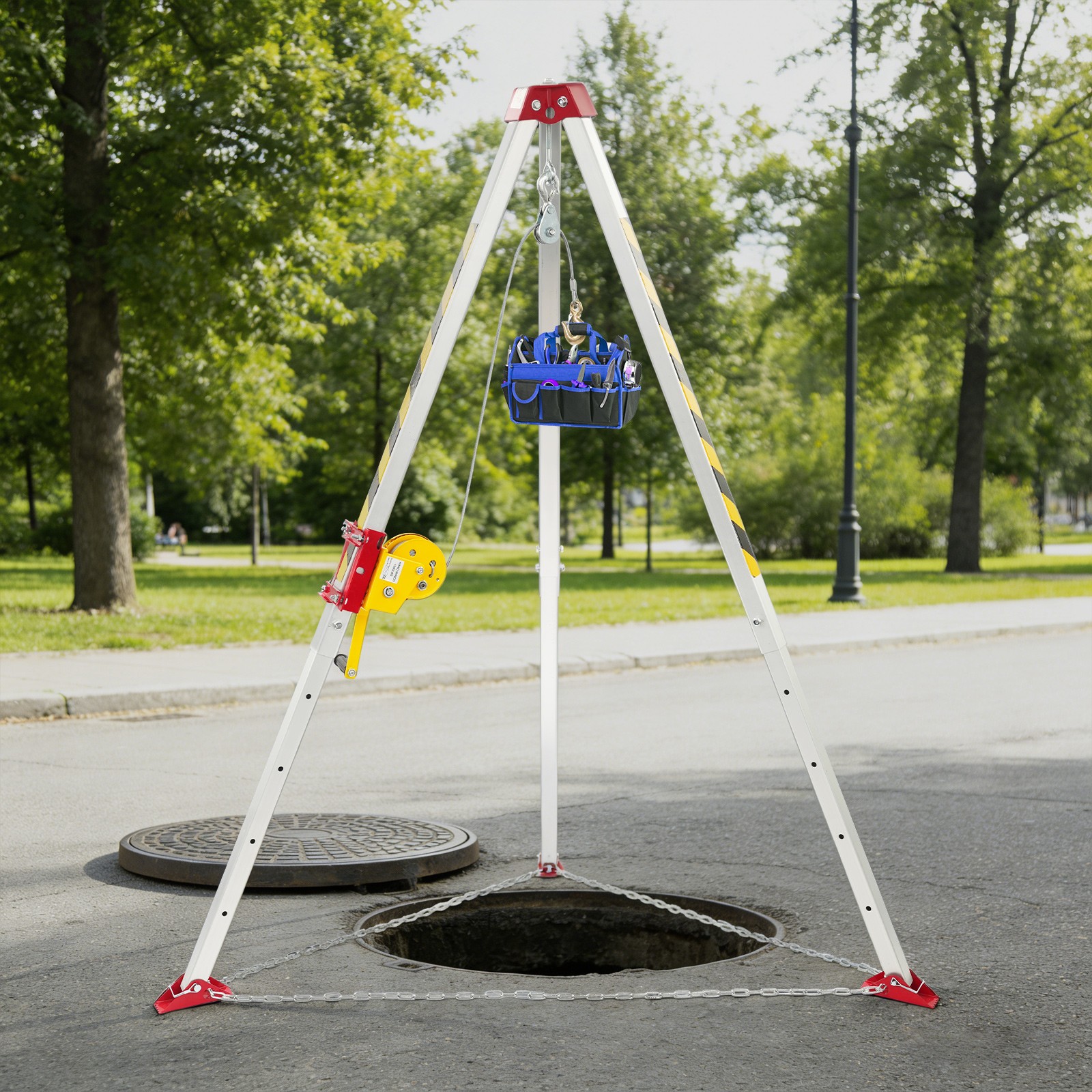 Confined Space Rescue Tripod, Rescue Tripod Kit with Protective Chain