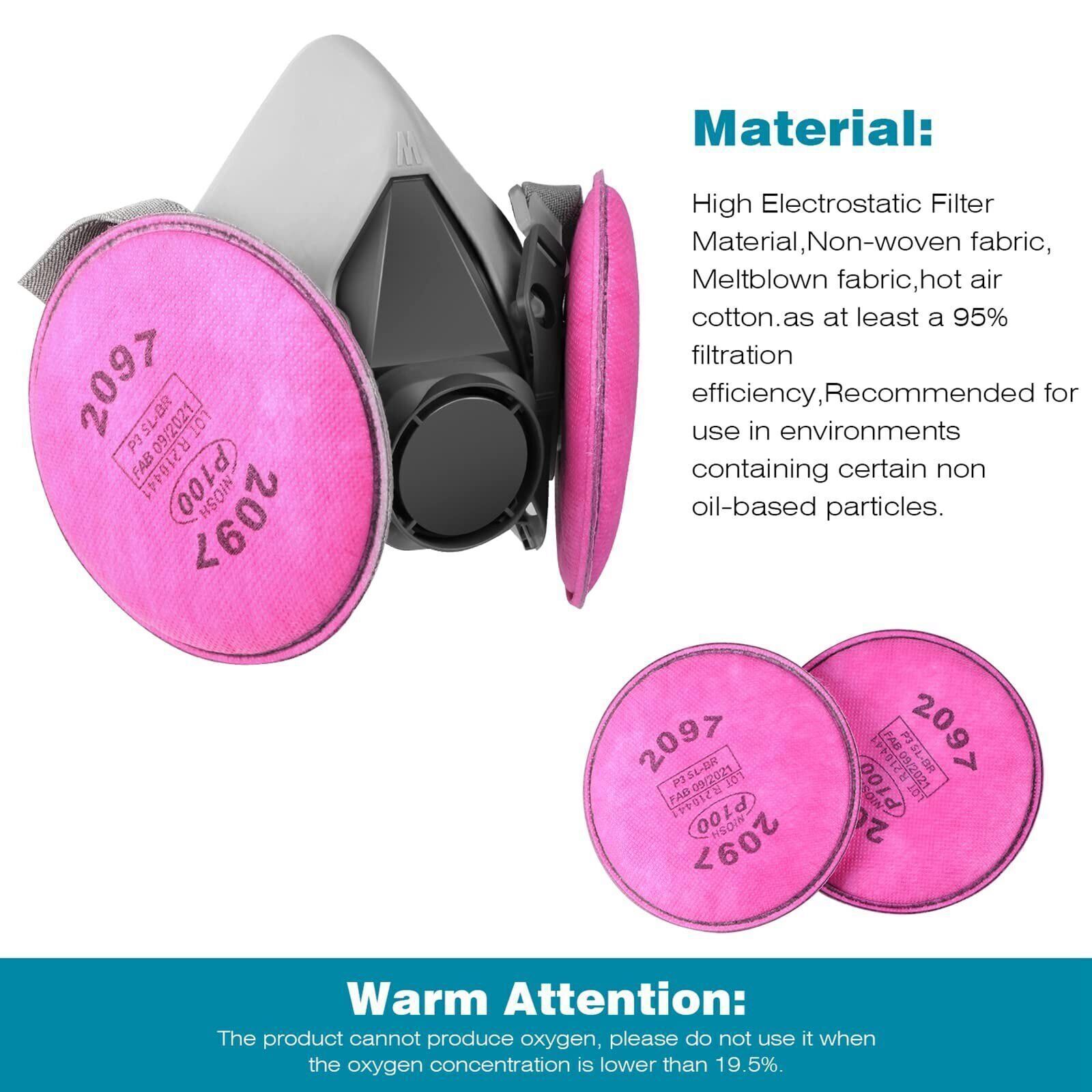 Half Face Respirator Gas Mask Facepiece Spray Painting Safety Glasses For 6200