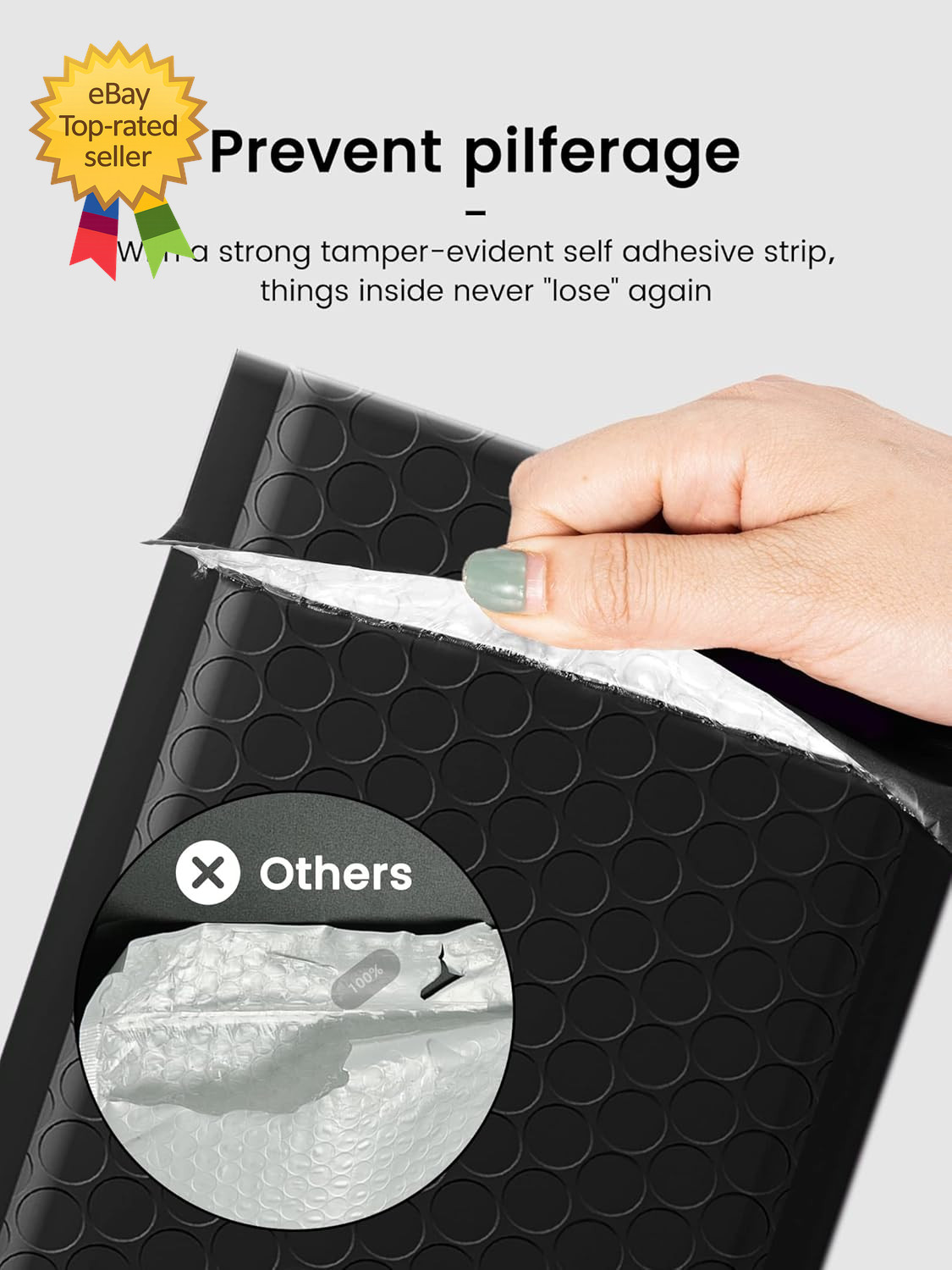 Black Bubble Mailers 4X8 Inches 50 Pack, Usable Size 4X7″ Bubble Envelopes for S