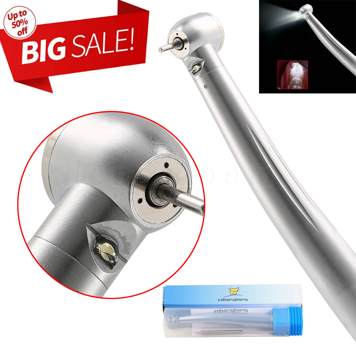 Dental E-generator LED High Speed Torque Head 3 Spray Handpiece 4Hole