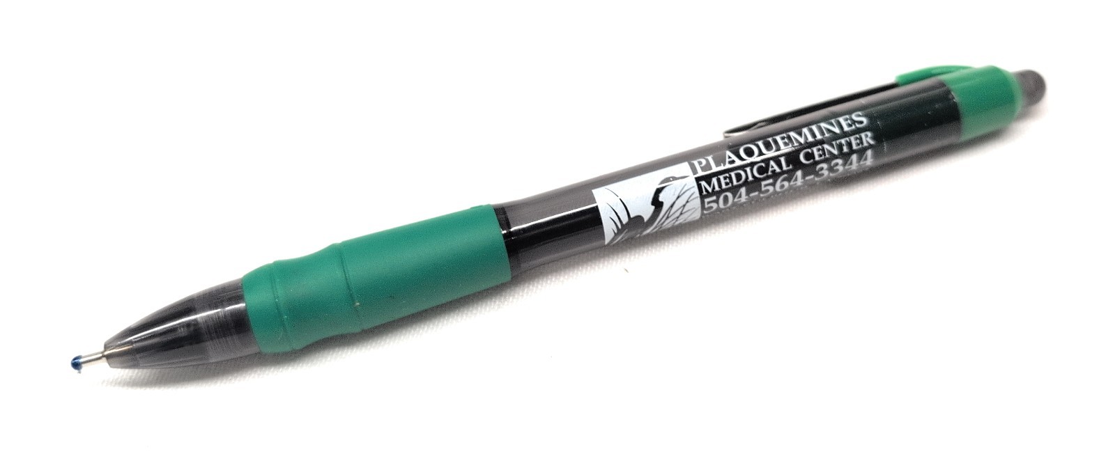20ct Lot Misprint Click Pens MAXGLIDE Hub Pen Thick Rubber Grip GREEN w/BLUE INK