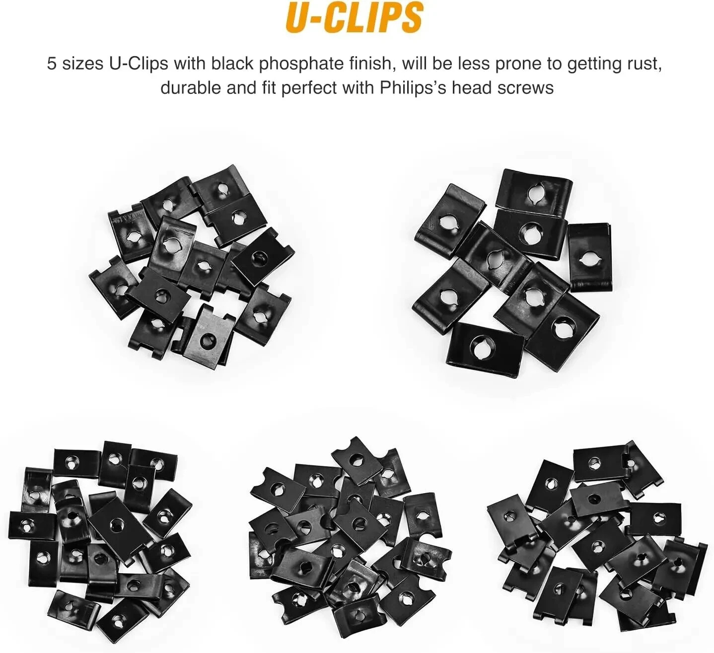 170x Small M3-M5 5mm Motorcycle Fairing Spring Clips Speed Spire Nuts Clip U Nut