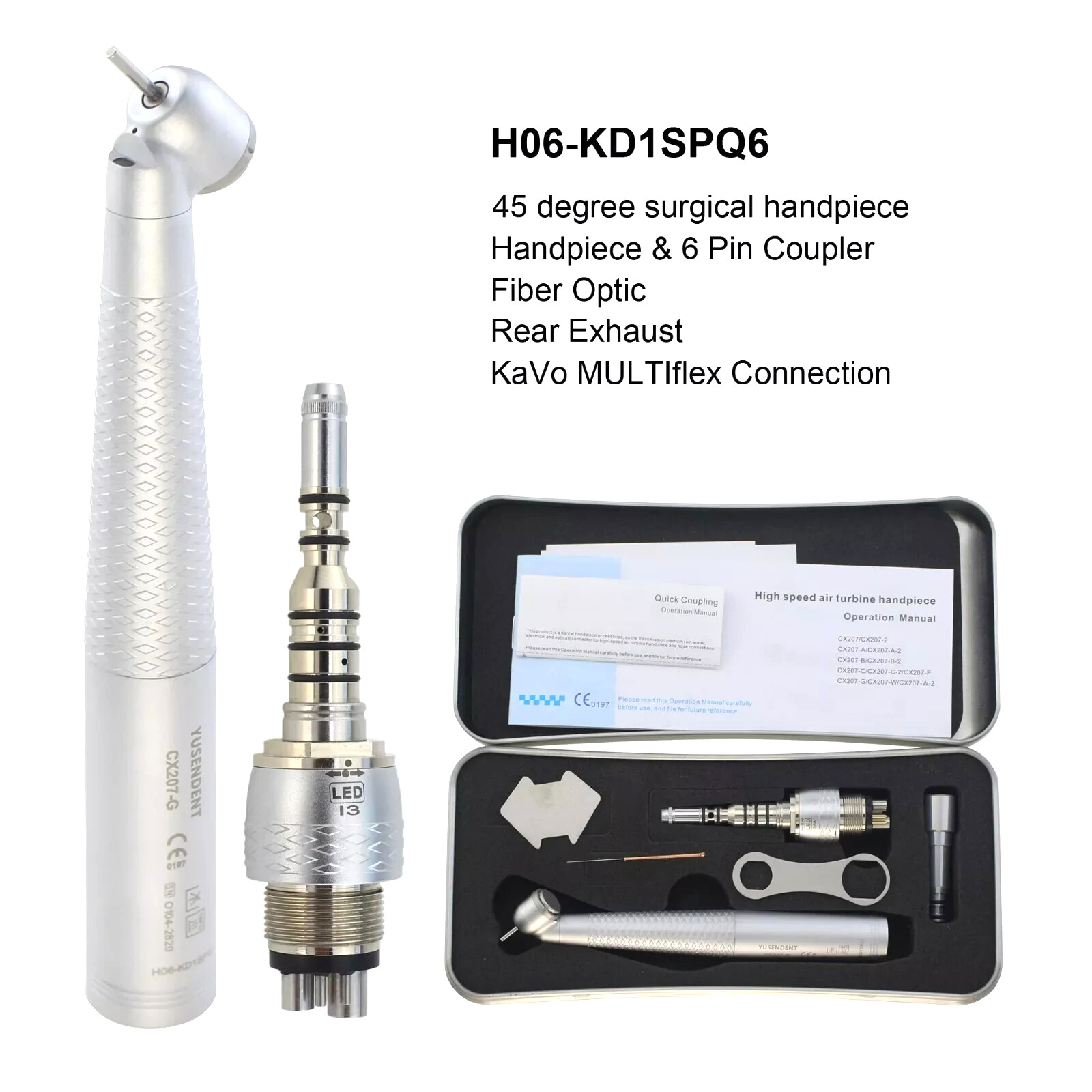 COXO Dental Surgical Handpiece 45° Angle KaVo MULTIflex Fiber Optic 4 Hole 6 Pin