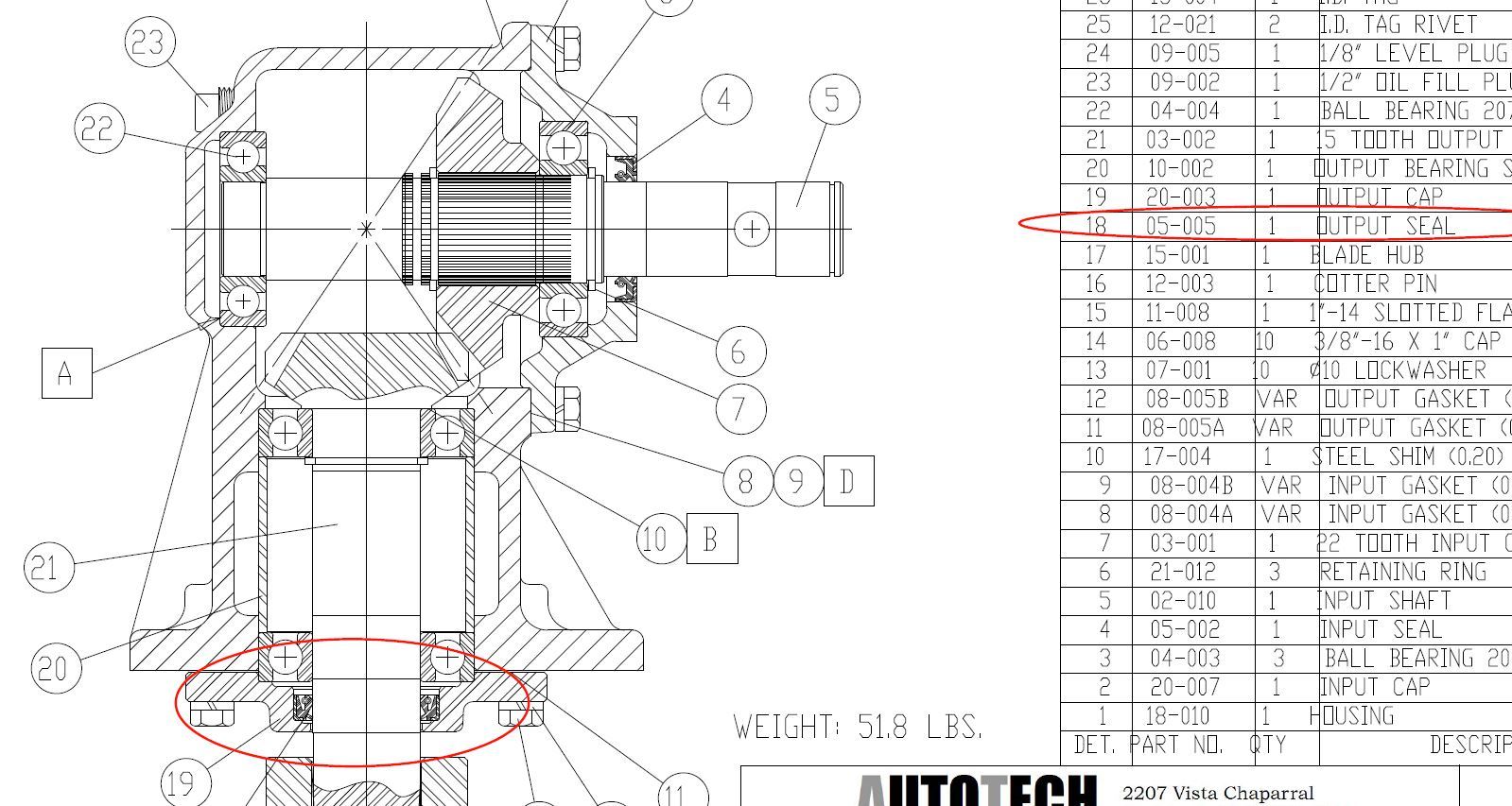 Rotary Cutter Gearbox Output Oil Seal, Land Pride #060061 and 05-005