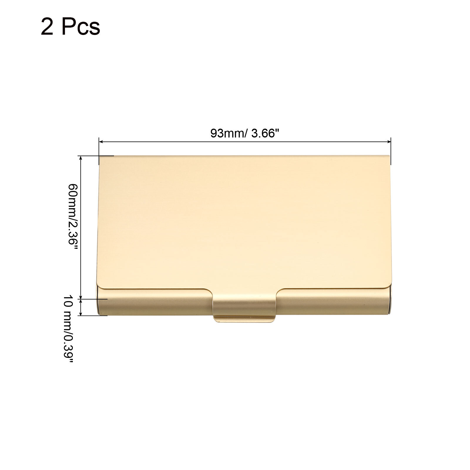 2Pcs Business Card Holder Aluminum Metal Professional Pocket Card Case Gold