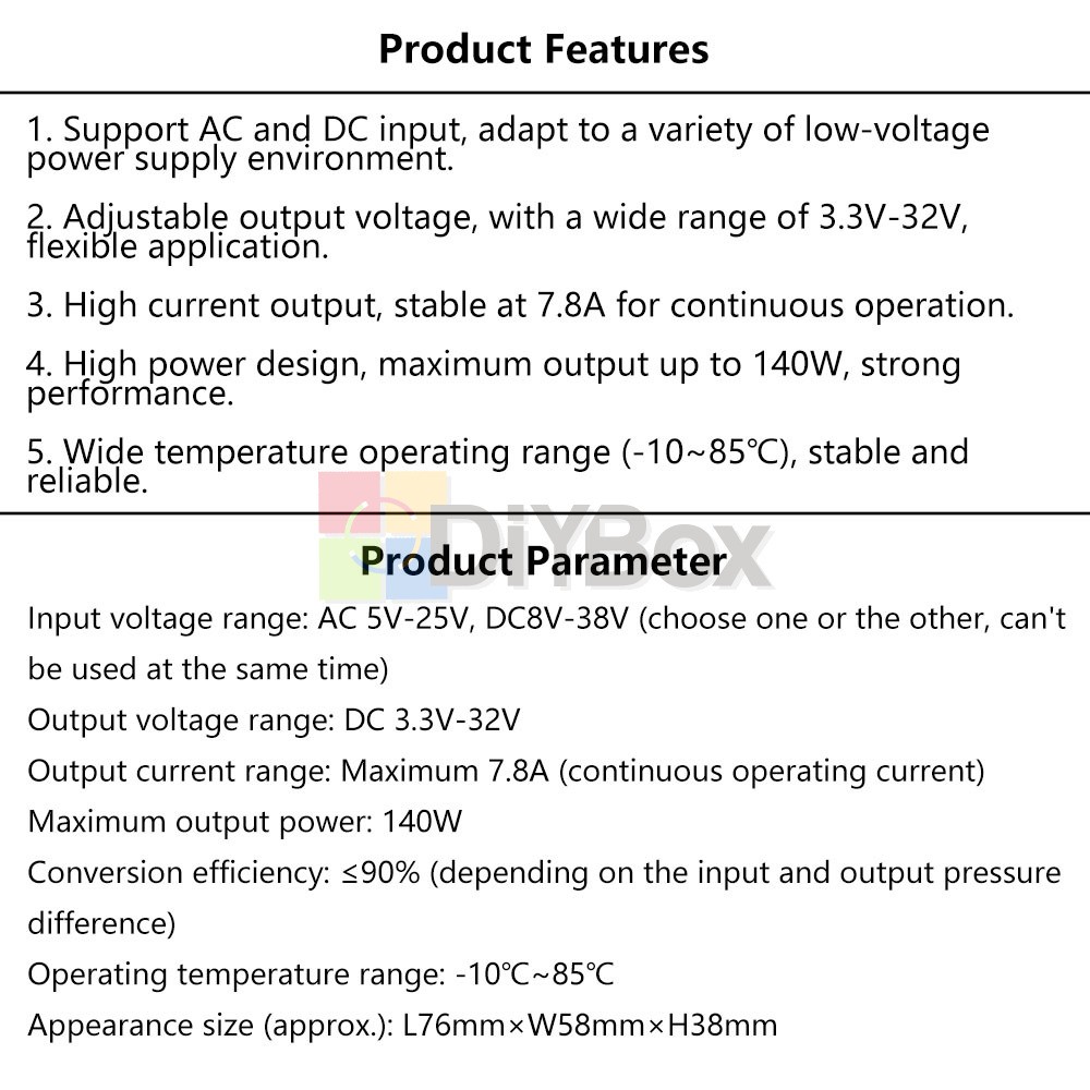 AC 5-25V/DC 8-38V To DC 3.3-32V Buck Power Module Adjustable Voltage Regulator