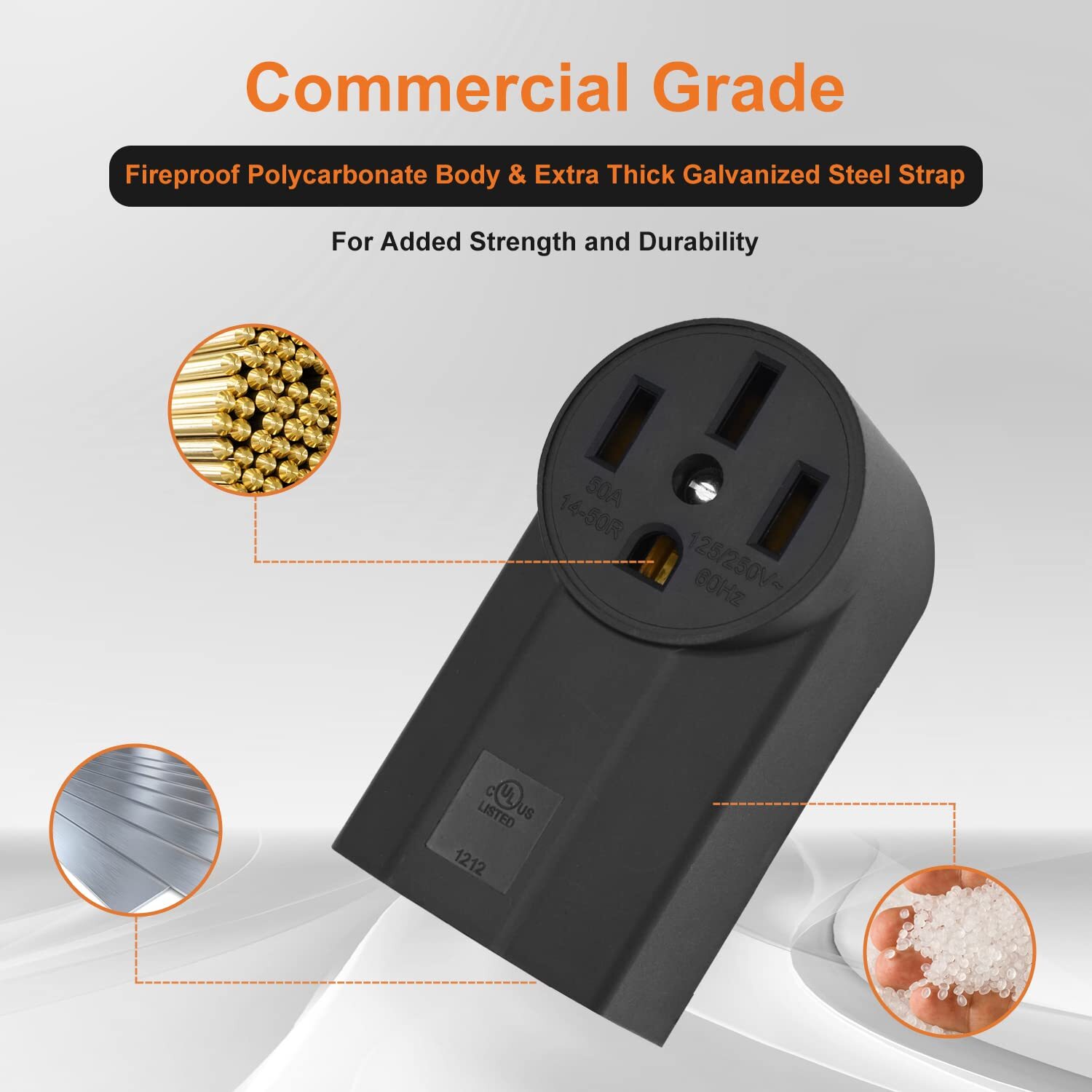(High Power Plug + Surface Mount Power Receptacle) 30A 50A 125/250V,14-50R