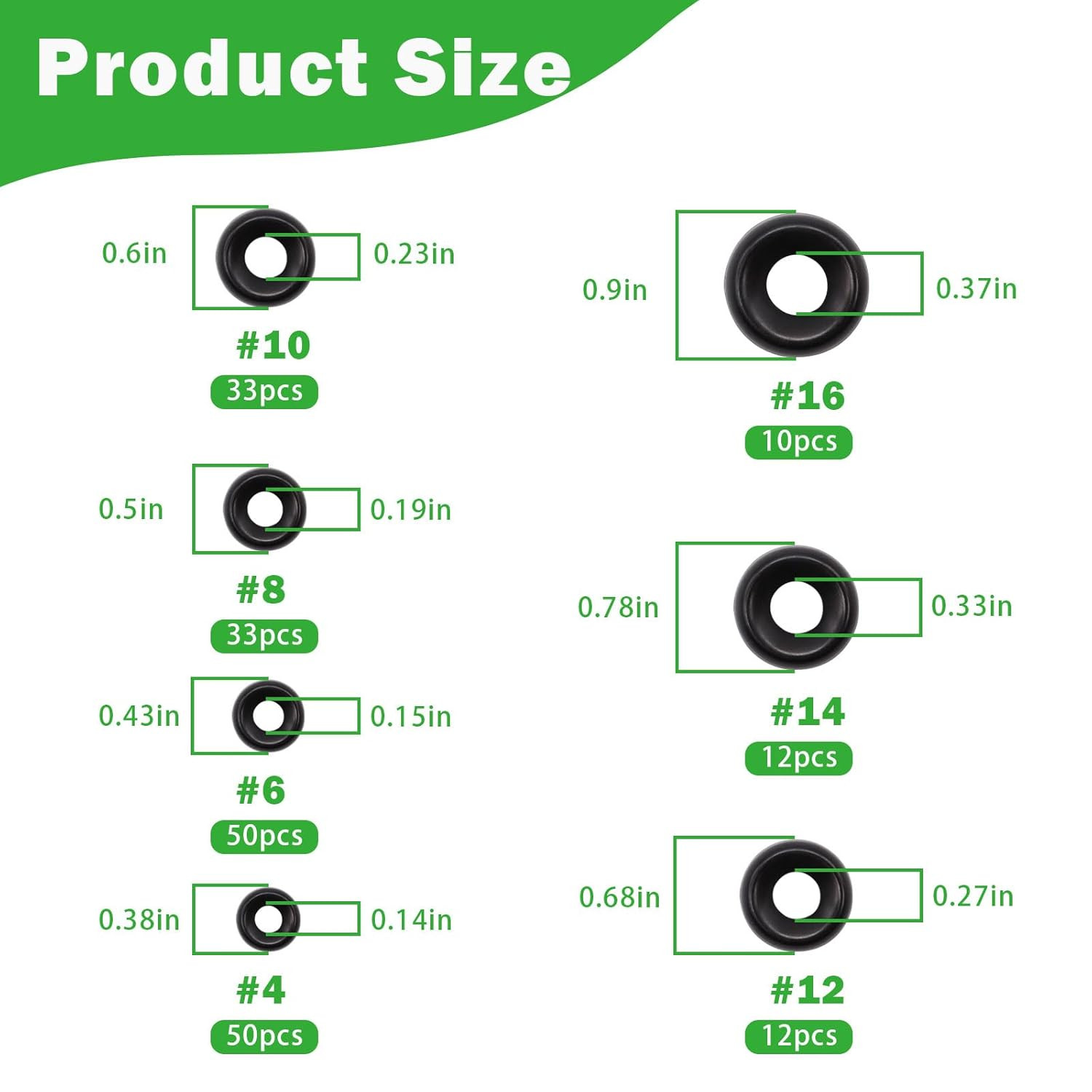 200 Pcs Black Finish Washers 7 Sizes 304 Stainless Steel Finishing Washers Count