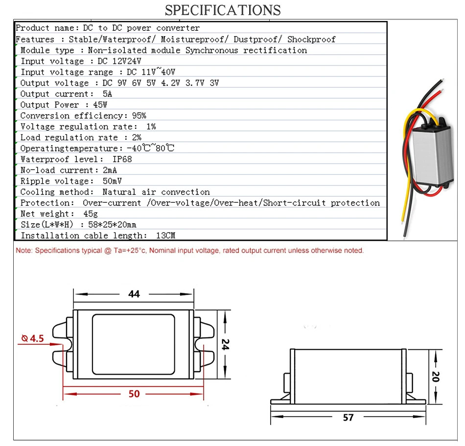 12V-24V to 9V 7.5V 6V 5V 4.2V 3.7V 3V transformer step-down DC Power Converter