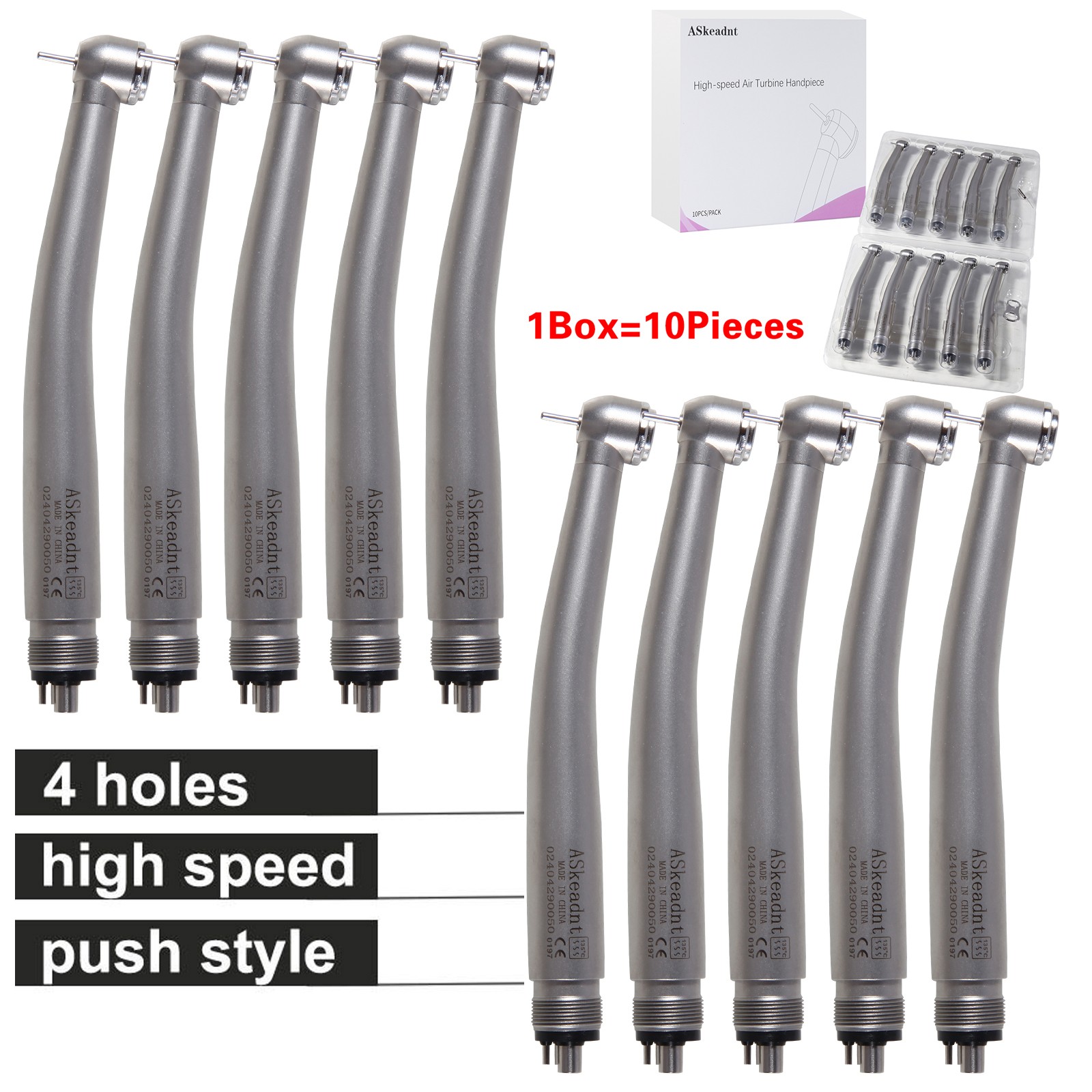 10* ADA4 Dental High Speed Handpiece Push Turbine 4 Holes Fit NSK Pana Max