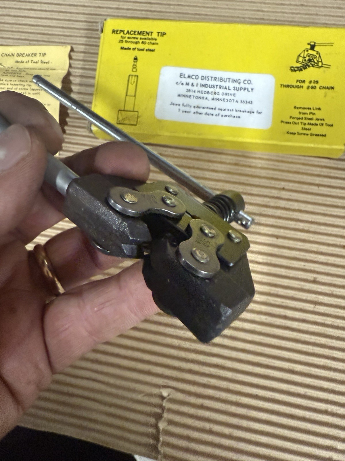 ELMCO Chain Breaker/Detacher 25-60 Hardened Steel VTG Wheel Sport MADE IN U.S.A