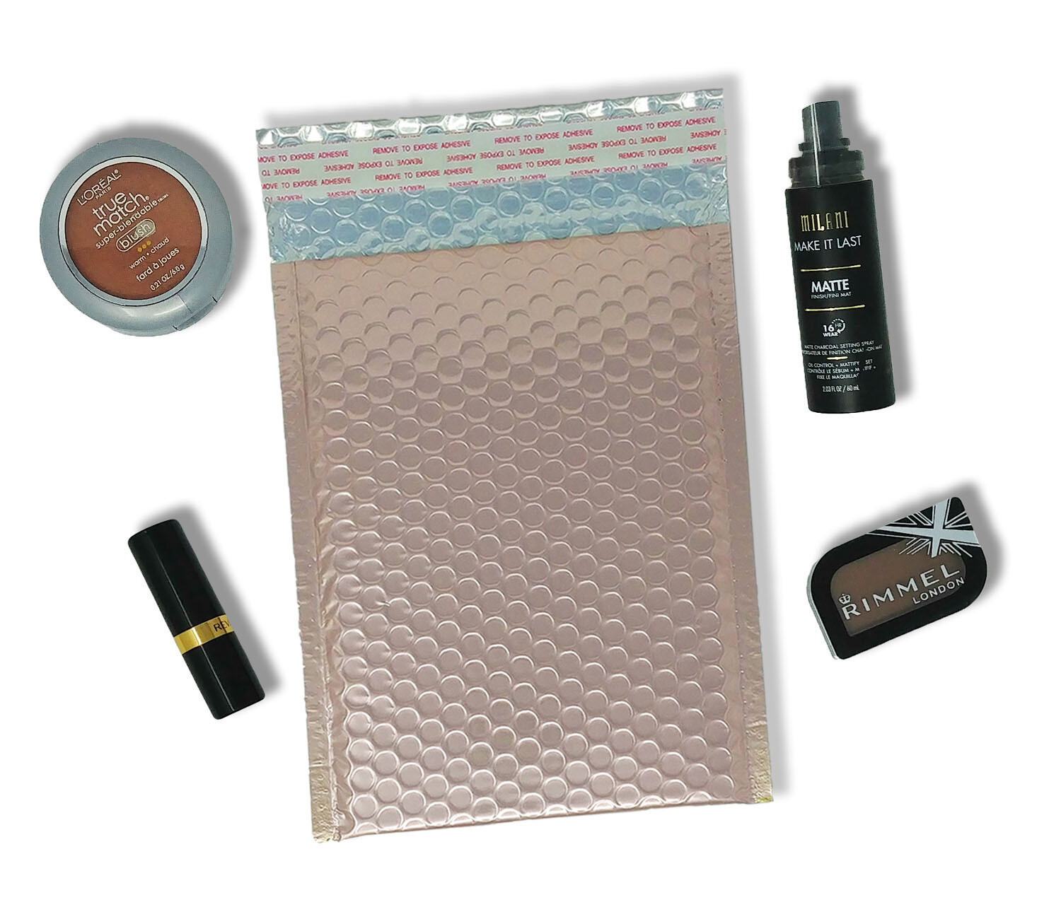 4×8, 5×9, 6×10, 8×12 Nude Pink Metallic Bubble Mailers, Light Rose Gold Envelope
