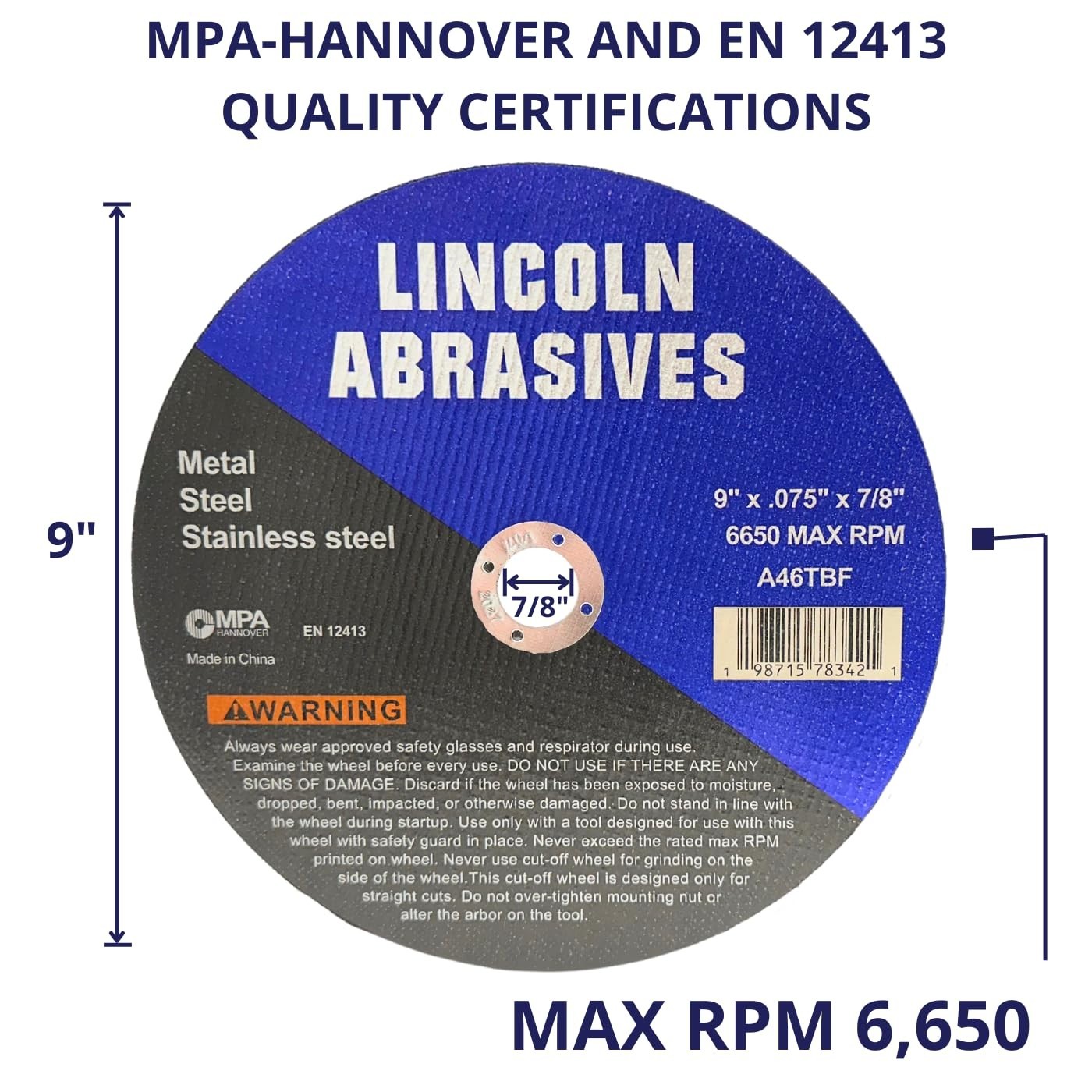 25-Pack 9″ Cut-Off Wheels – Metal & Stainless Steel