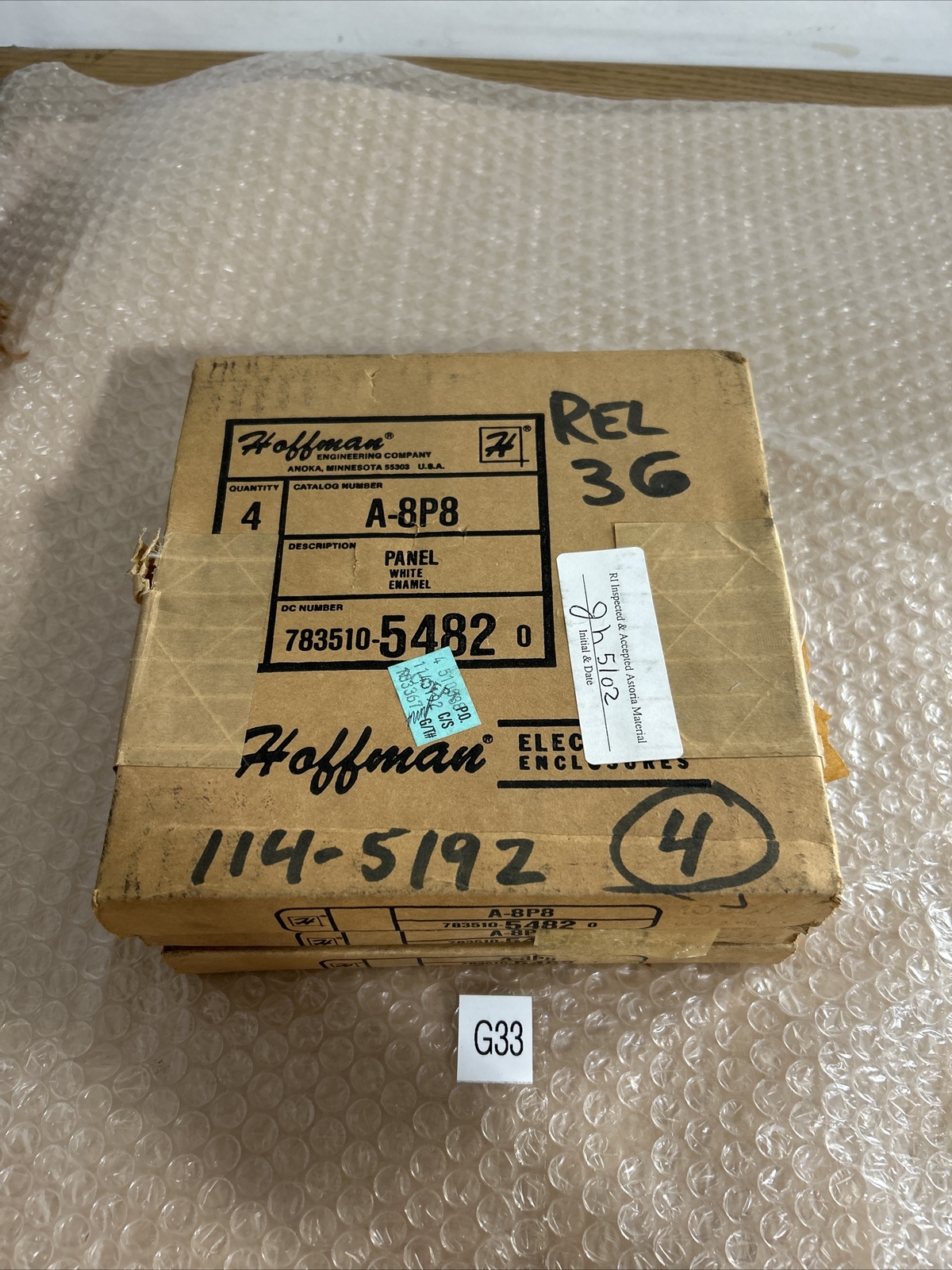 (3) HOFFMAN PACK OF 4 A-8P8 White Steel Panel Cover NIB + Warranty