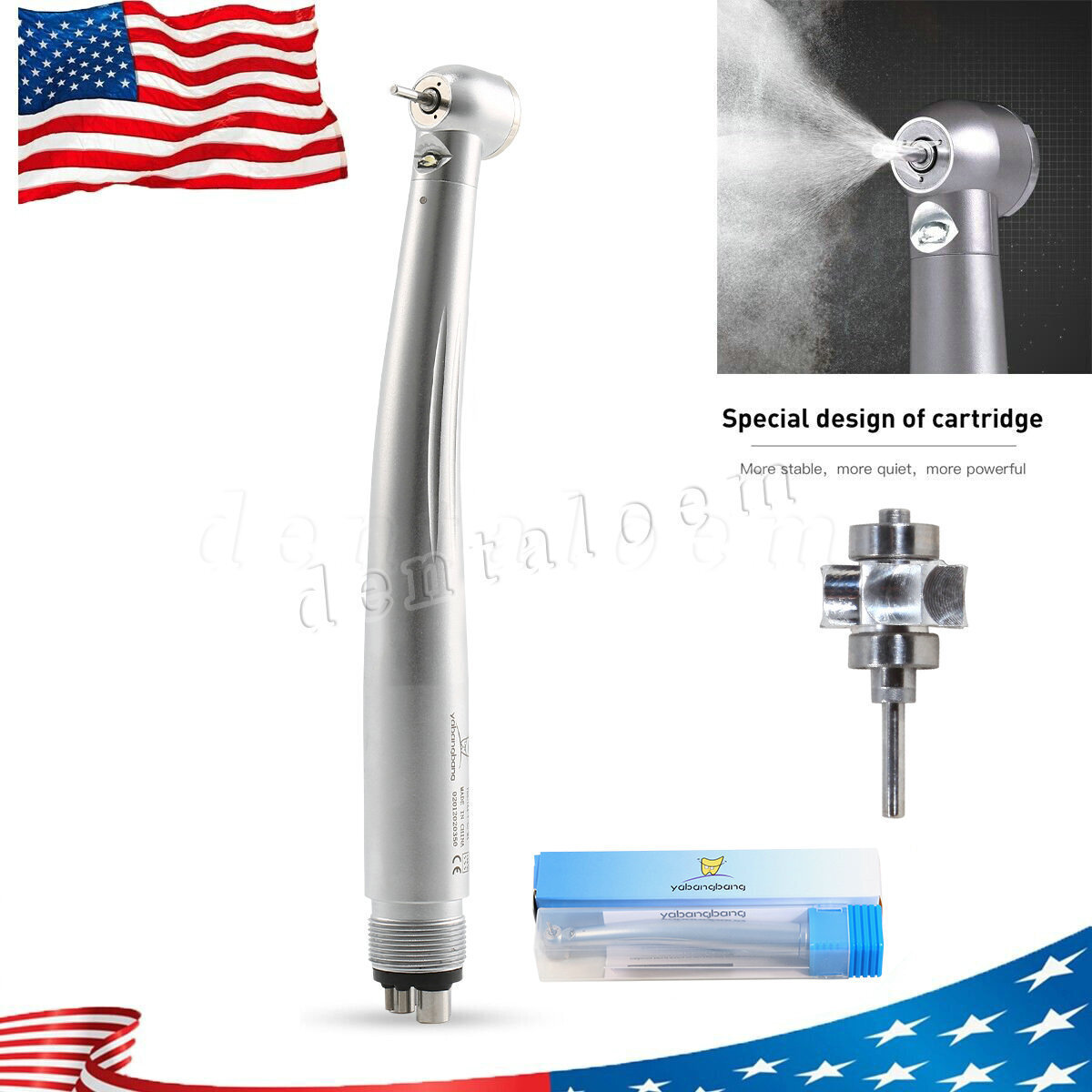 Dental E-generator LED High Speed Torque Head 3 Spray Handpiece 4Hole