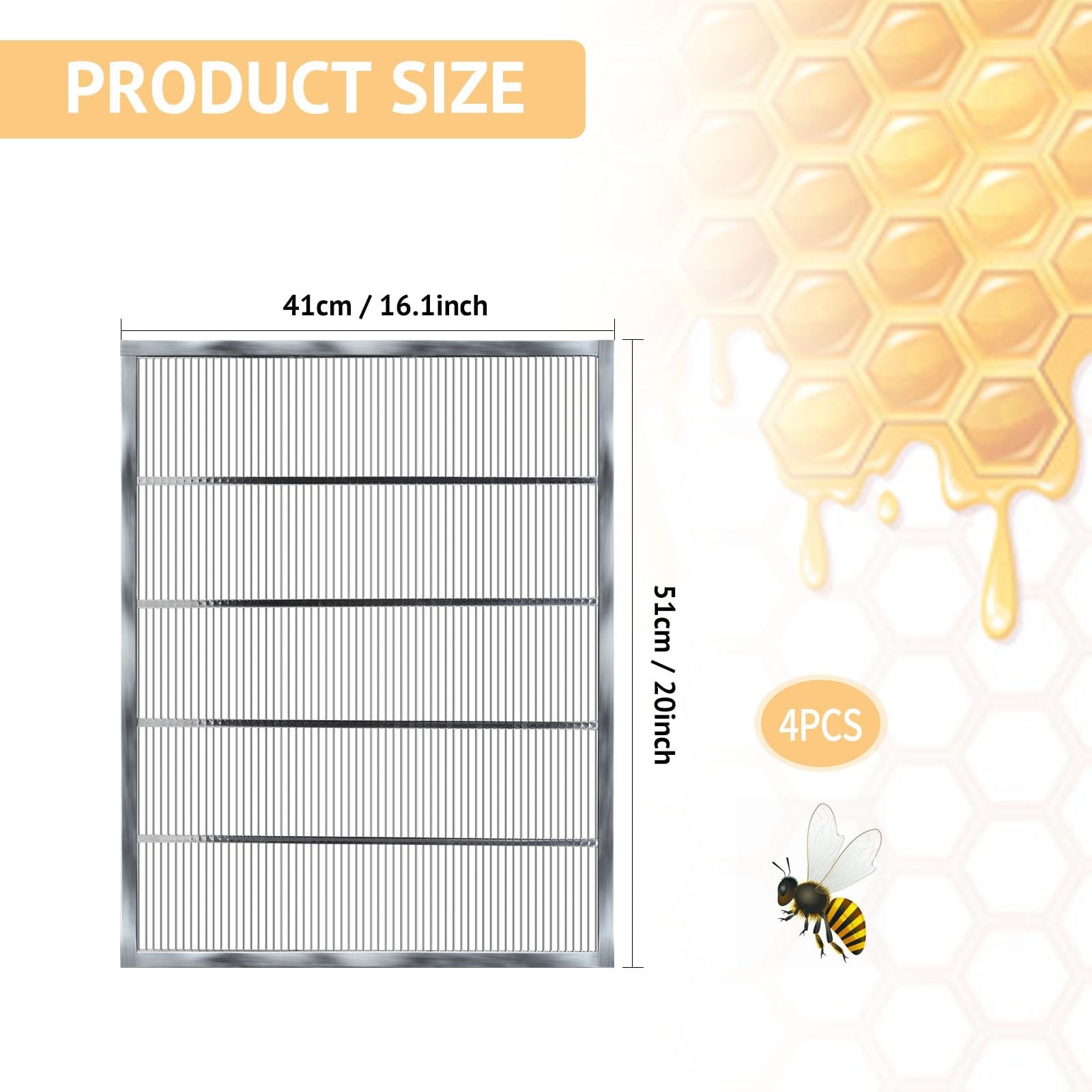 Metal Queen Excluder for 10 Frame Beehive,20.08 X 16.14 Inch Beehive Queen Ex…