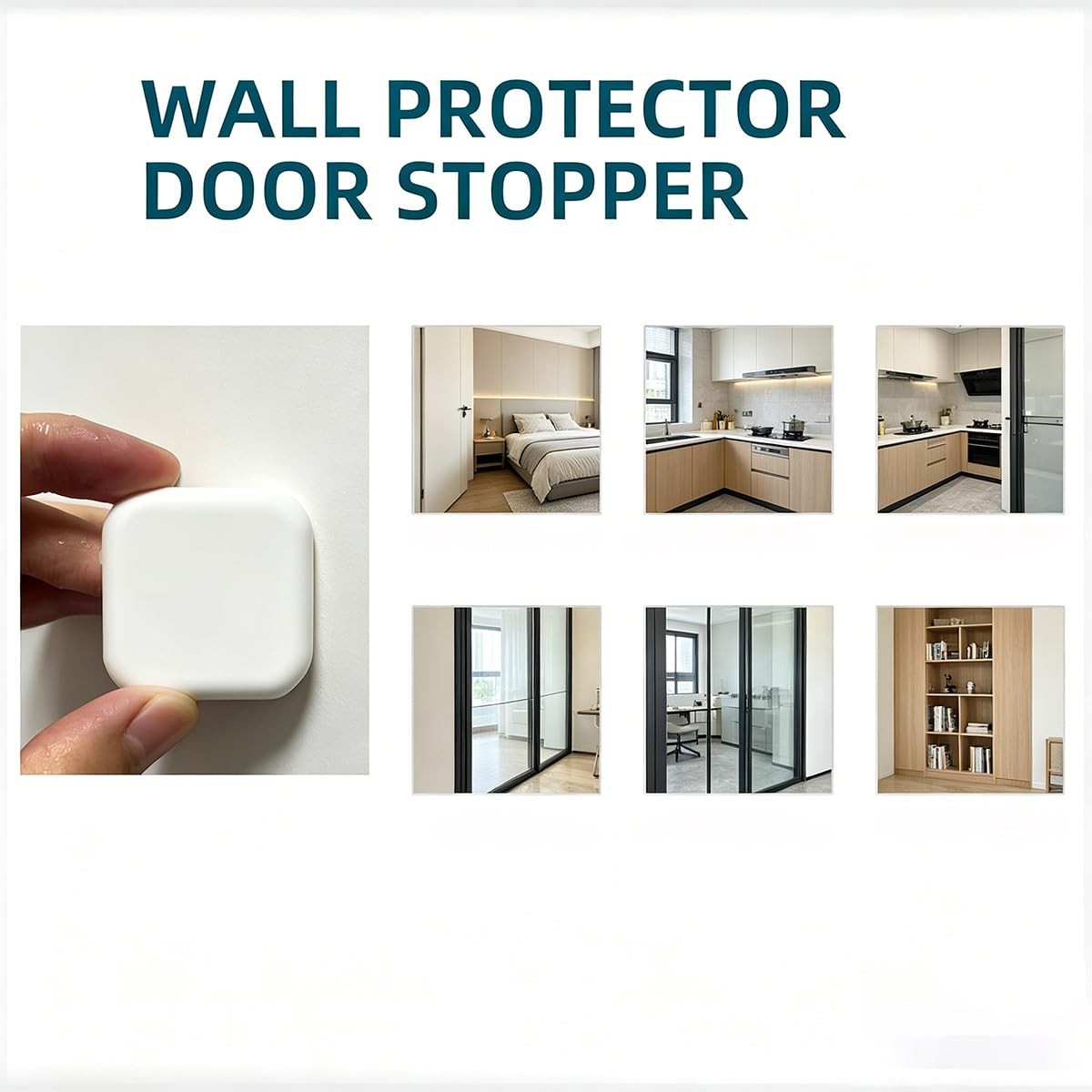 6 Pcs White Silicone Door Stoppers Wall Protectors 1.77 Inch Square