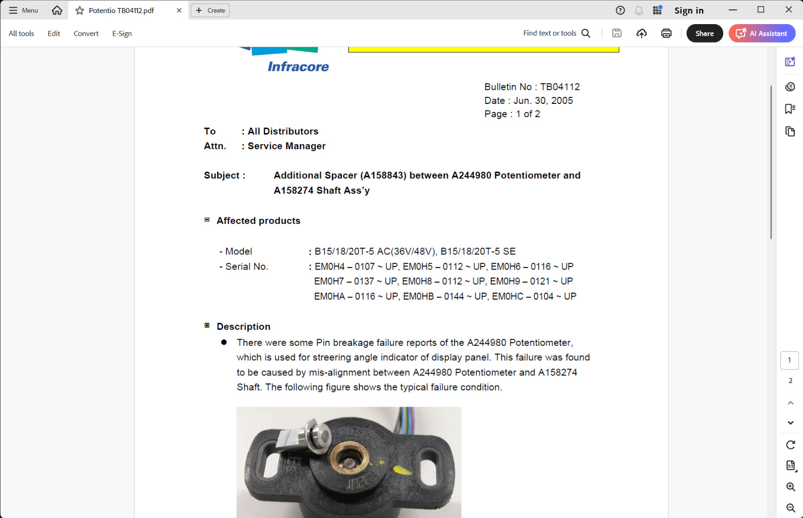 DOOSAN Forklift Service Manuals and Parts Manuals on a USB Flash Drive.